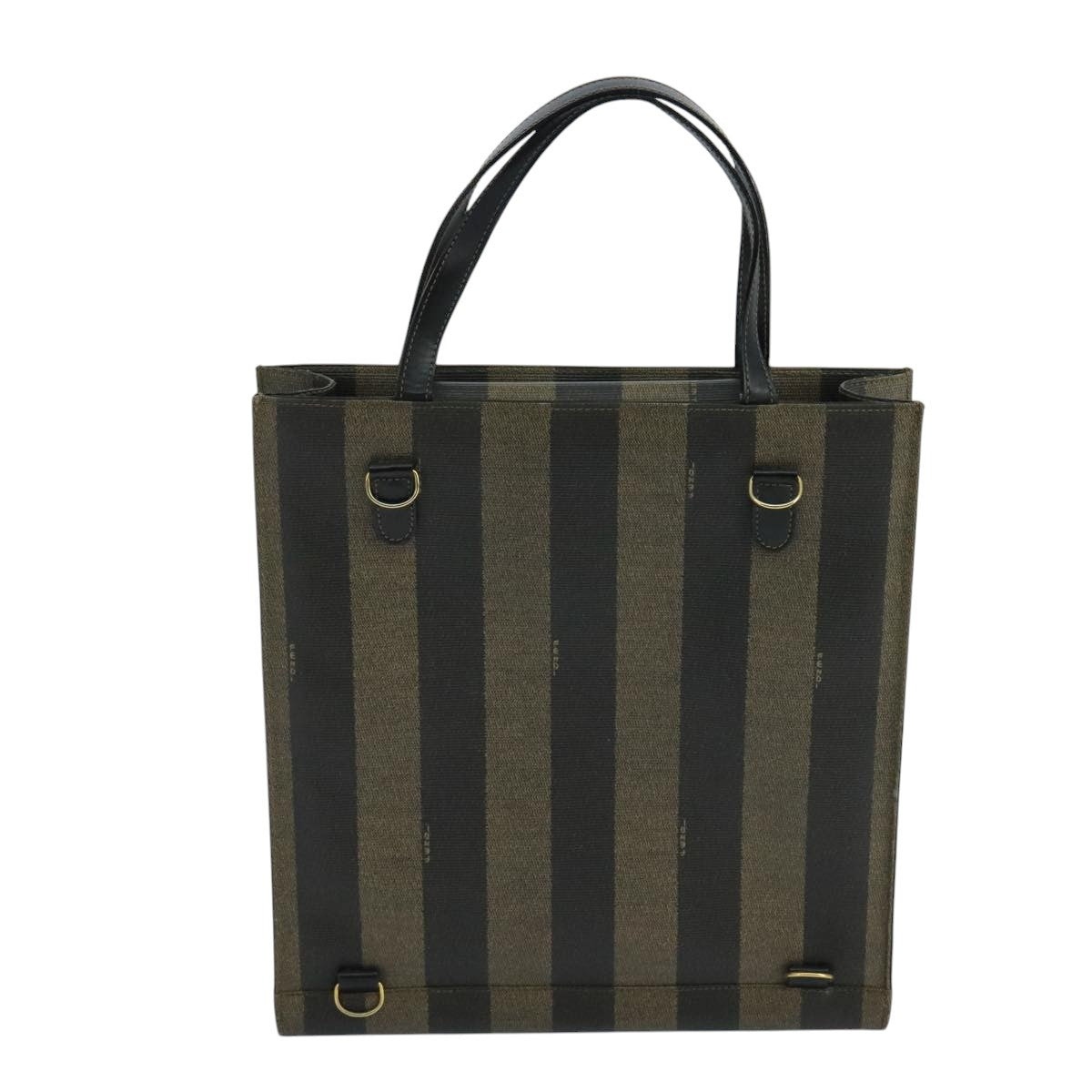 FENDI Pecan Canvas Hand Bag Brown Black - 2