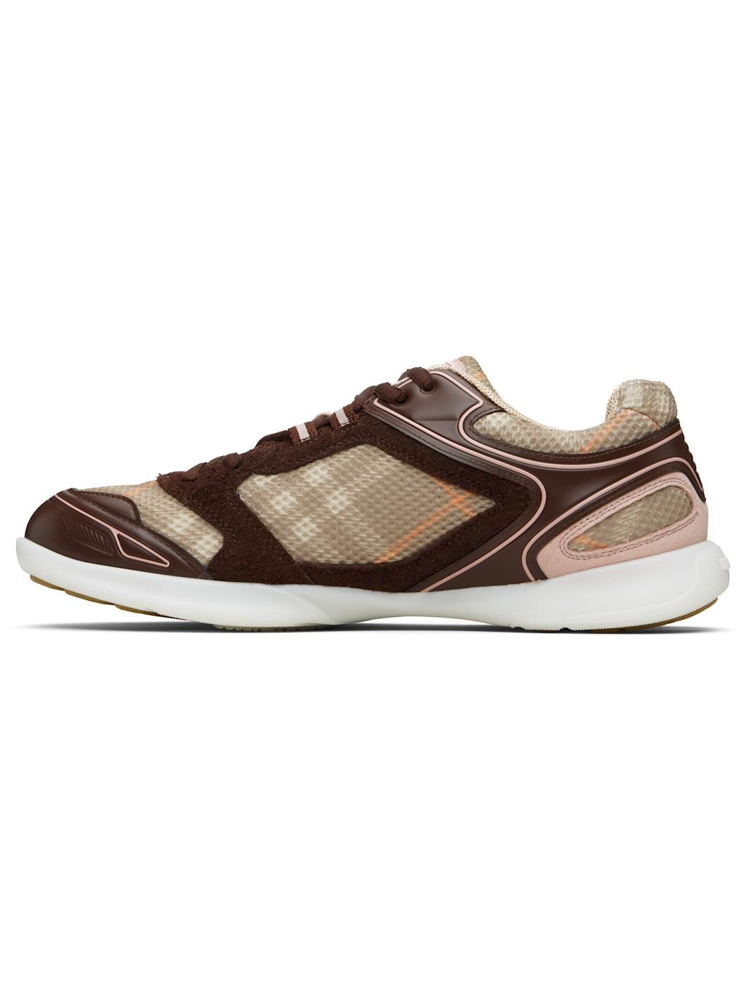 Beige & Burgundy Check Matrix Sport Sneakers - 3