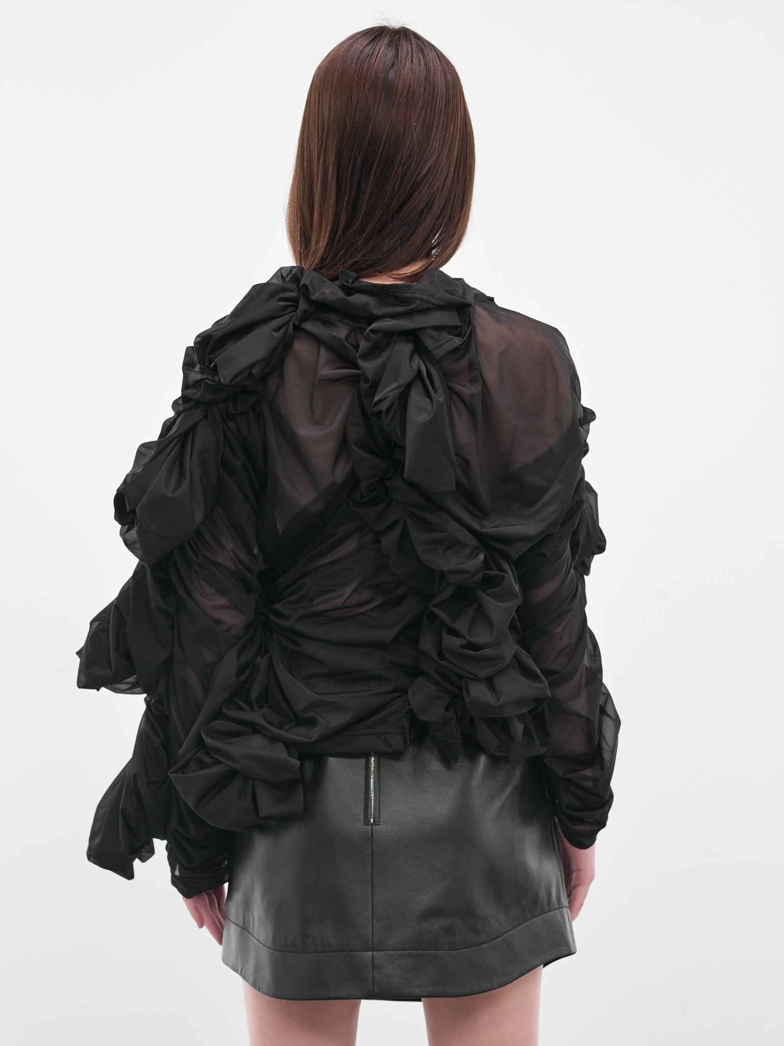Black Sculptural Draped Layering Top - 3