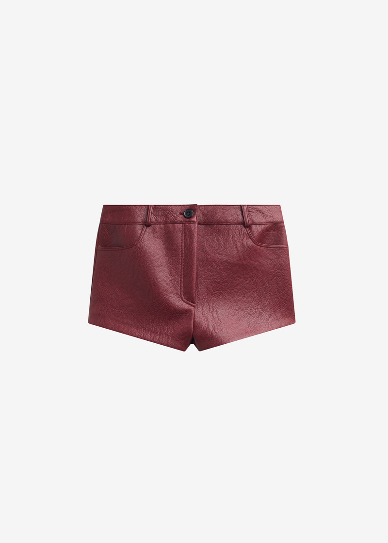 Troye Faux Leather Hot Pants - Burgundy 1