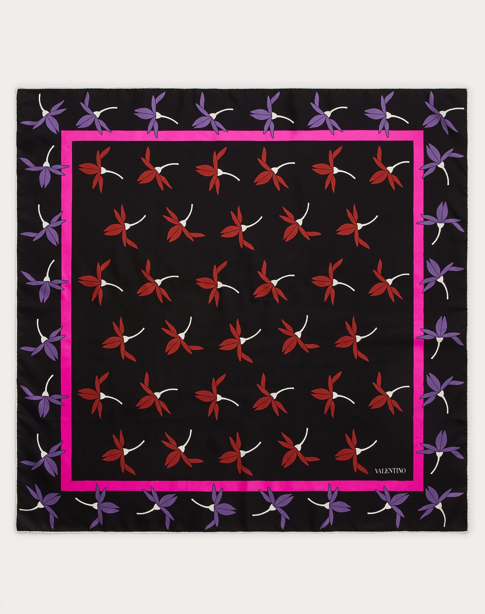 FOULARD WITH VALENTINO FAIRY FLOWERS PRINT IN SILK TWILL 90X90 CM - 1