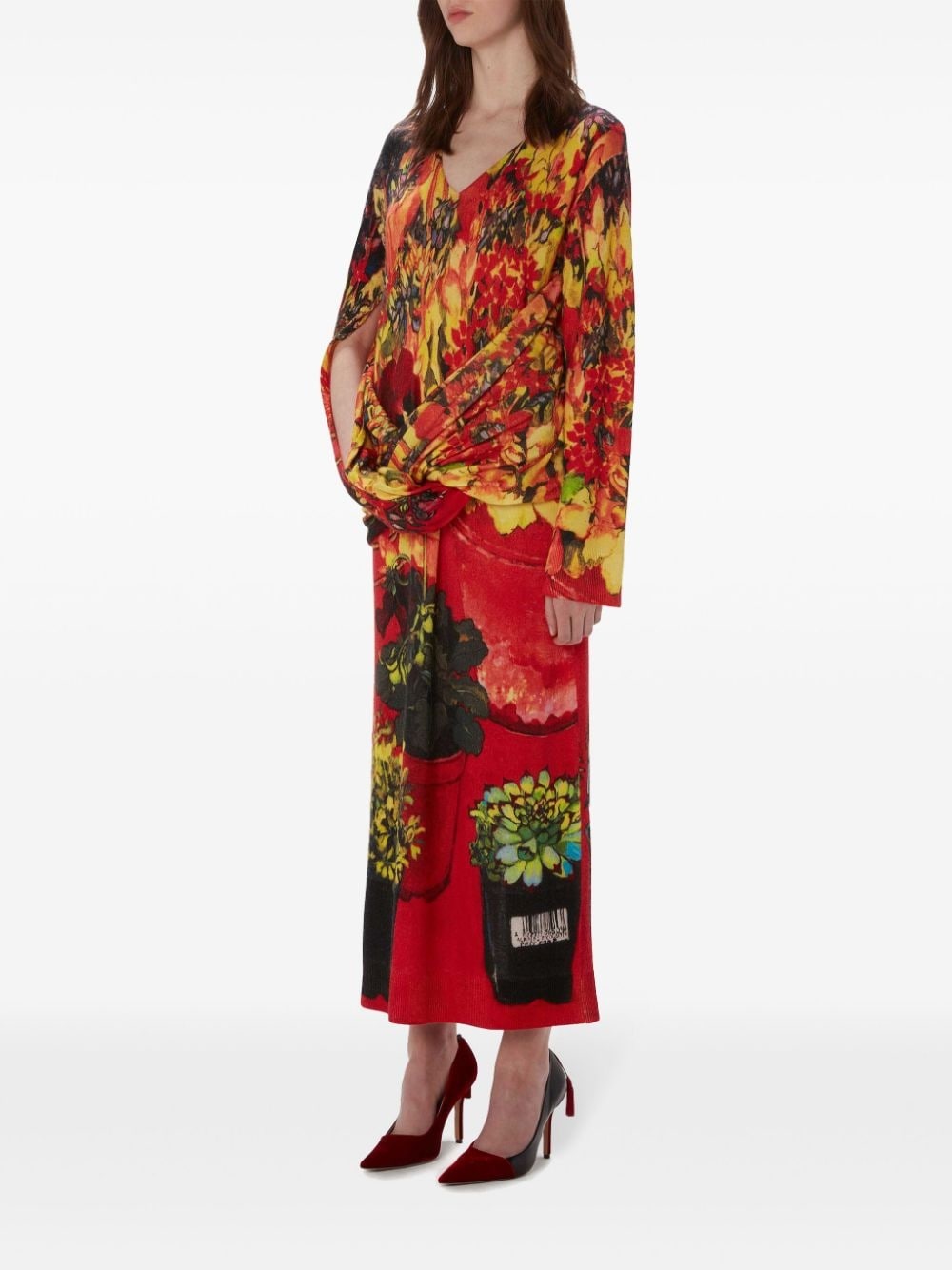 drape-front asymmetric dress - 3