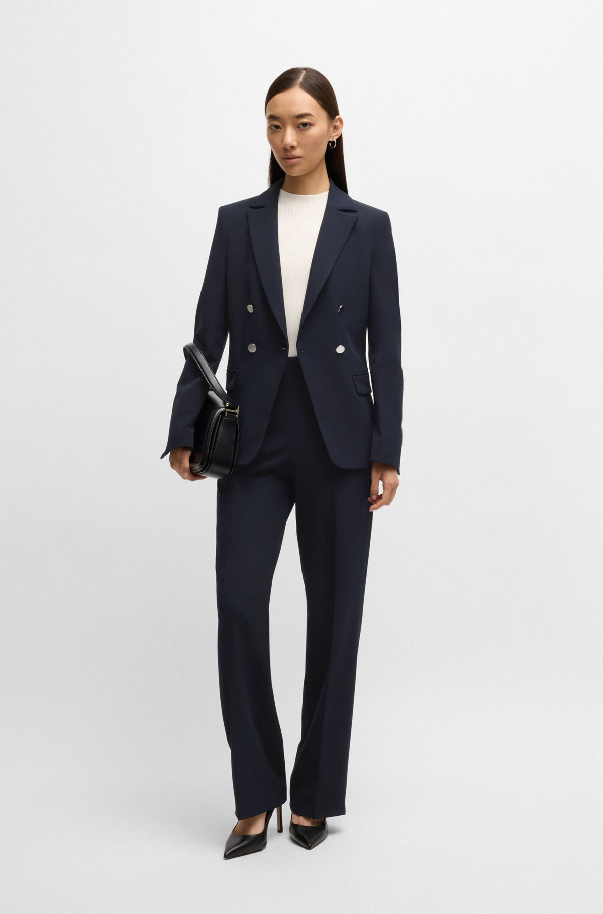 STRAIGHT-FIT TROUSERS IN STRETCH FABRIC - 3