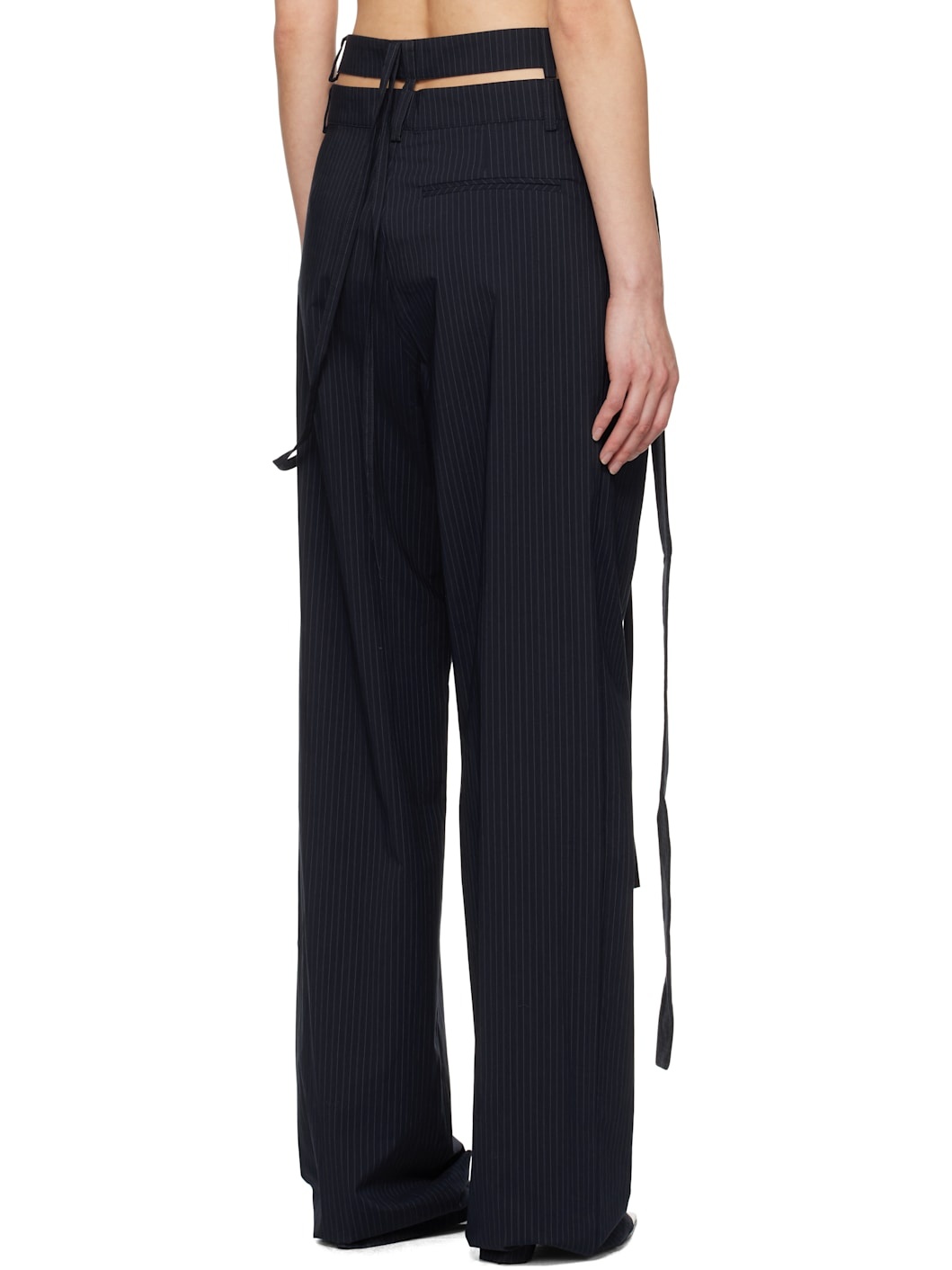 Navy Signature Wrap Suit Trousers - 3