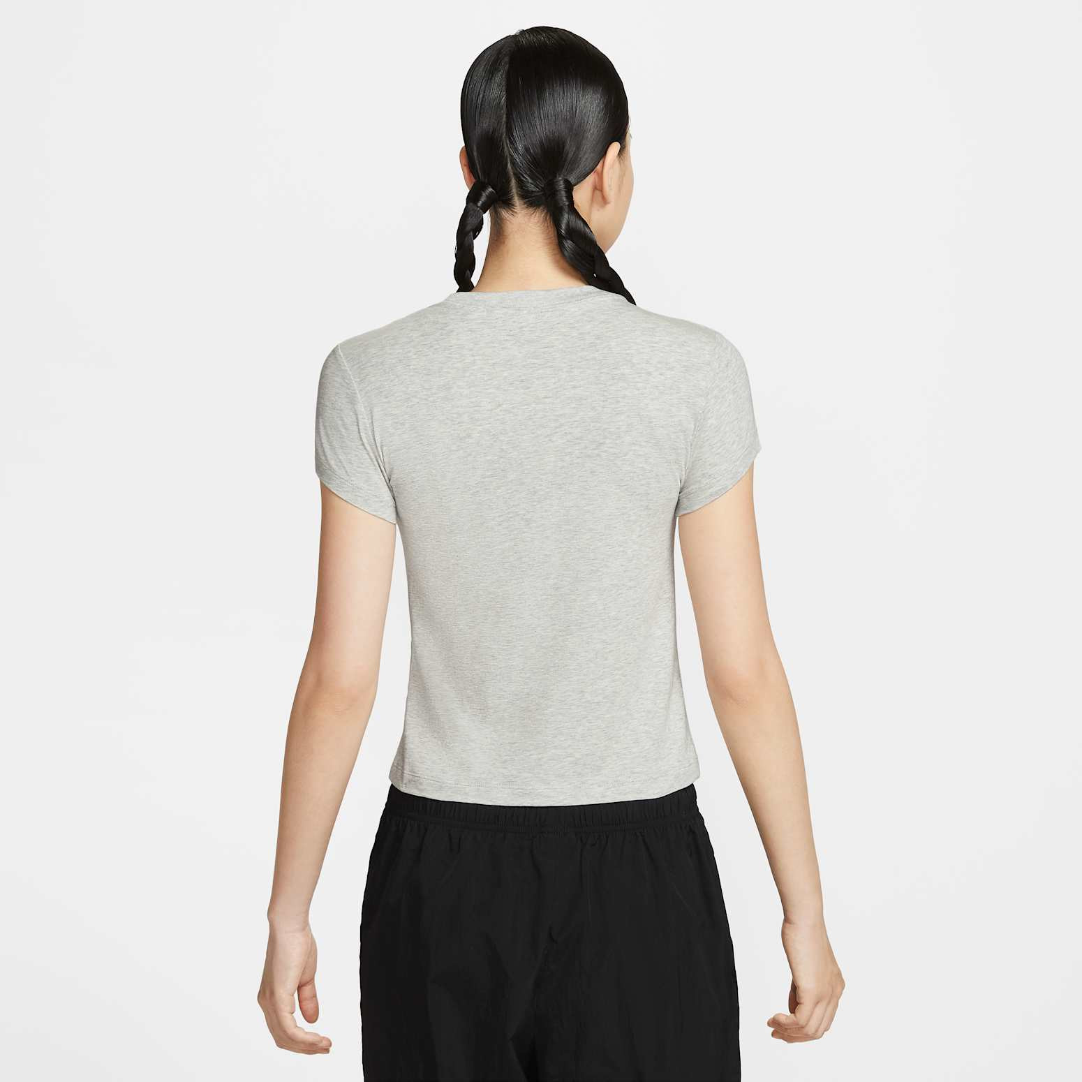 (WMNS) Nike Sportswear Phoenix Slim Short Sleeve T-Shirt 'Grey Heather' HV4975-050 - 2