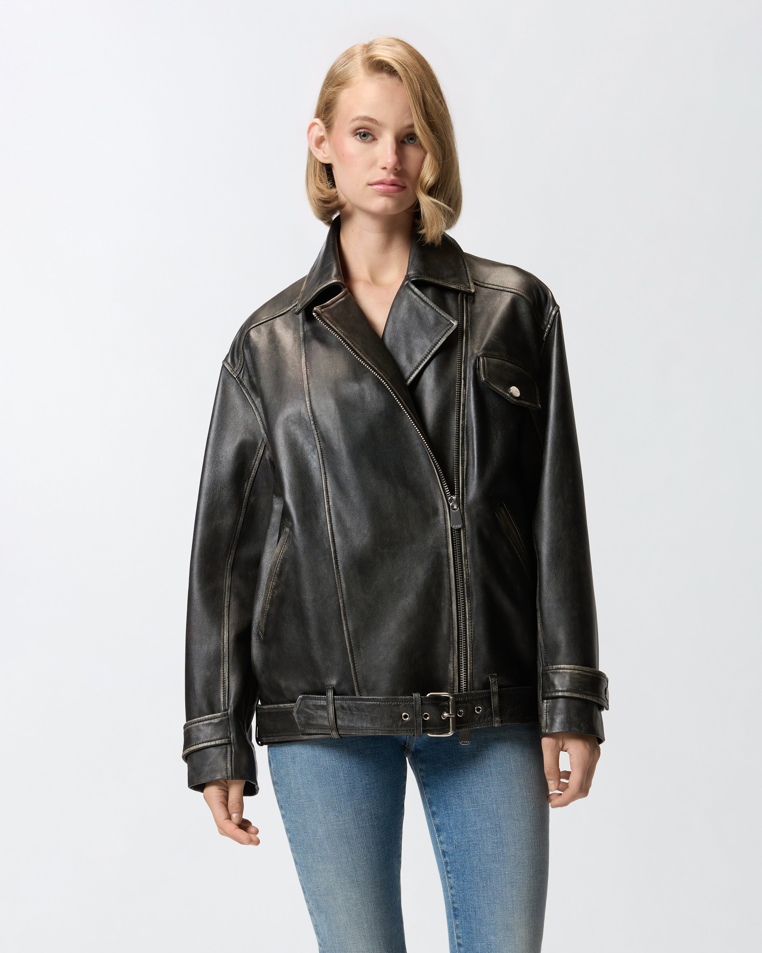 LEATHER BIKER JACKET - 2