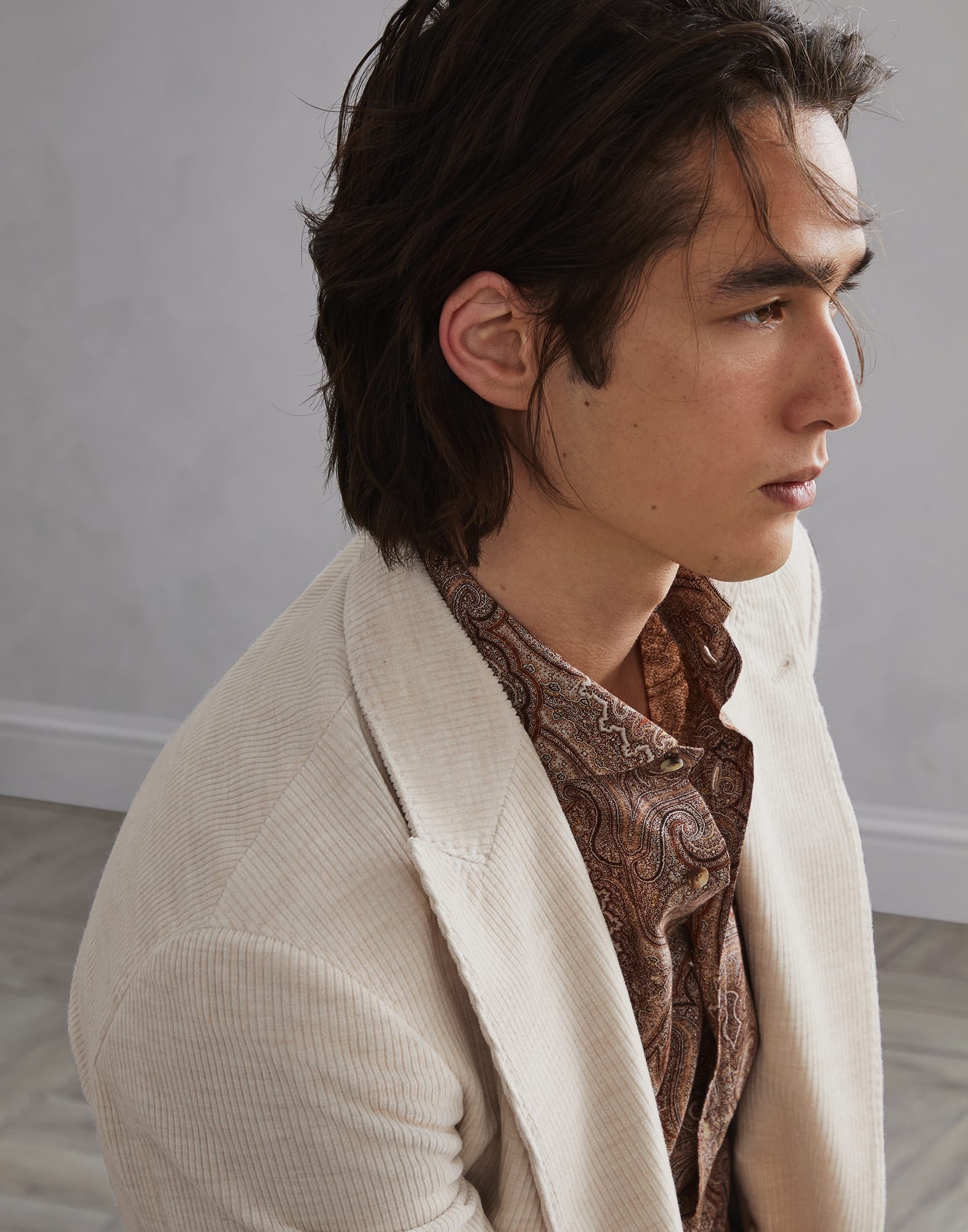 Cotton and cashmere mélange corduroy one-and-a-half breasted deconstructed blazer with patch pockets - 3