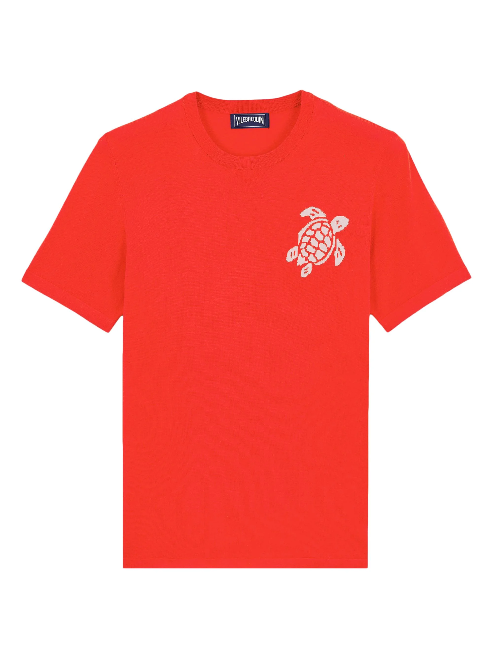 Men's Big Turtle Silk & Cotton T-Shirt - Coquelicot - 1