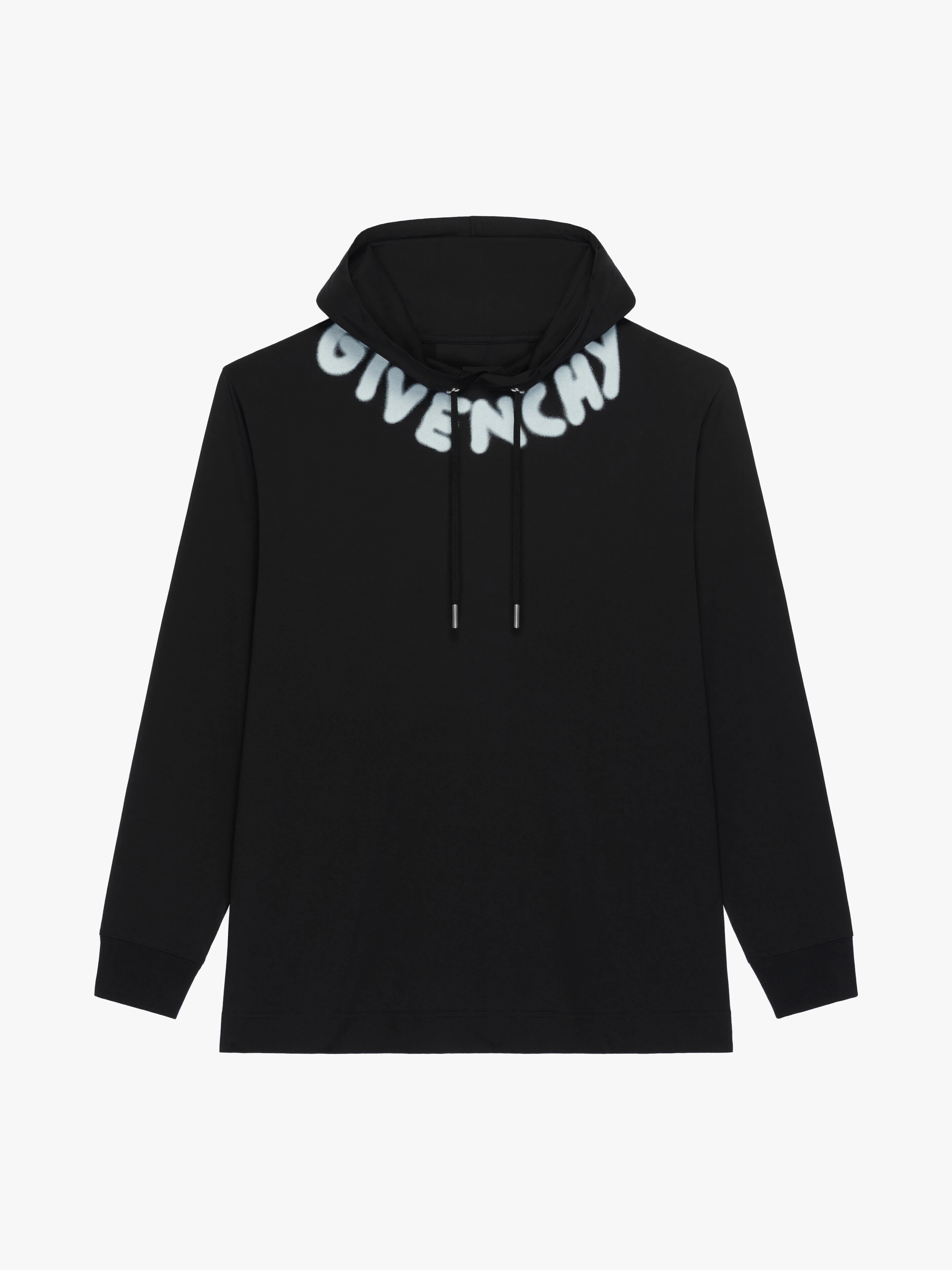 GIVENCHY OVERSIZED HOODED T-SHIRT WITH TAG EFFECT PRINTS - 1