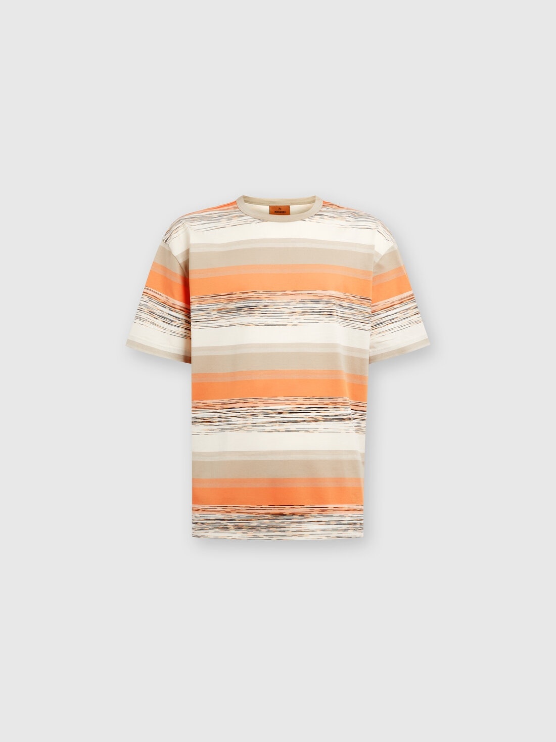 Striped cotton jersey T-shirt with logo - 1