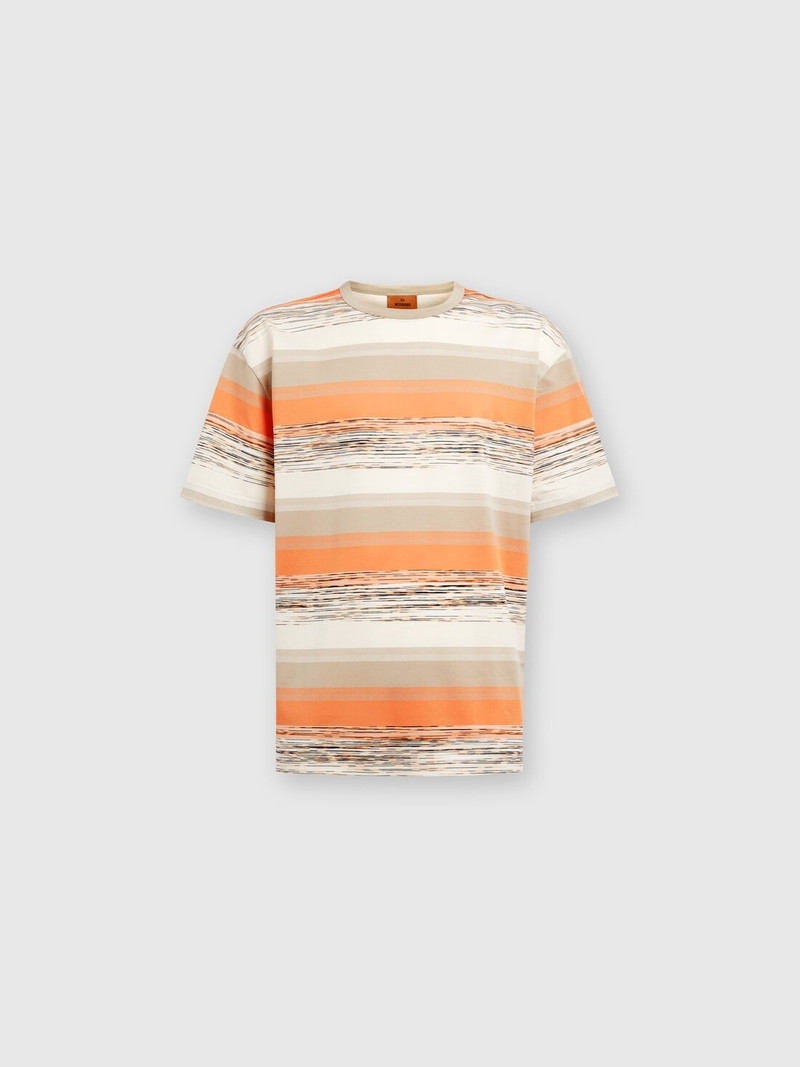 Striped cotton jersey T-shirt with logo 1