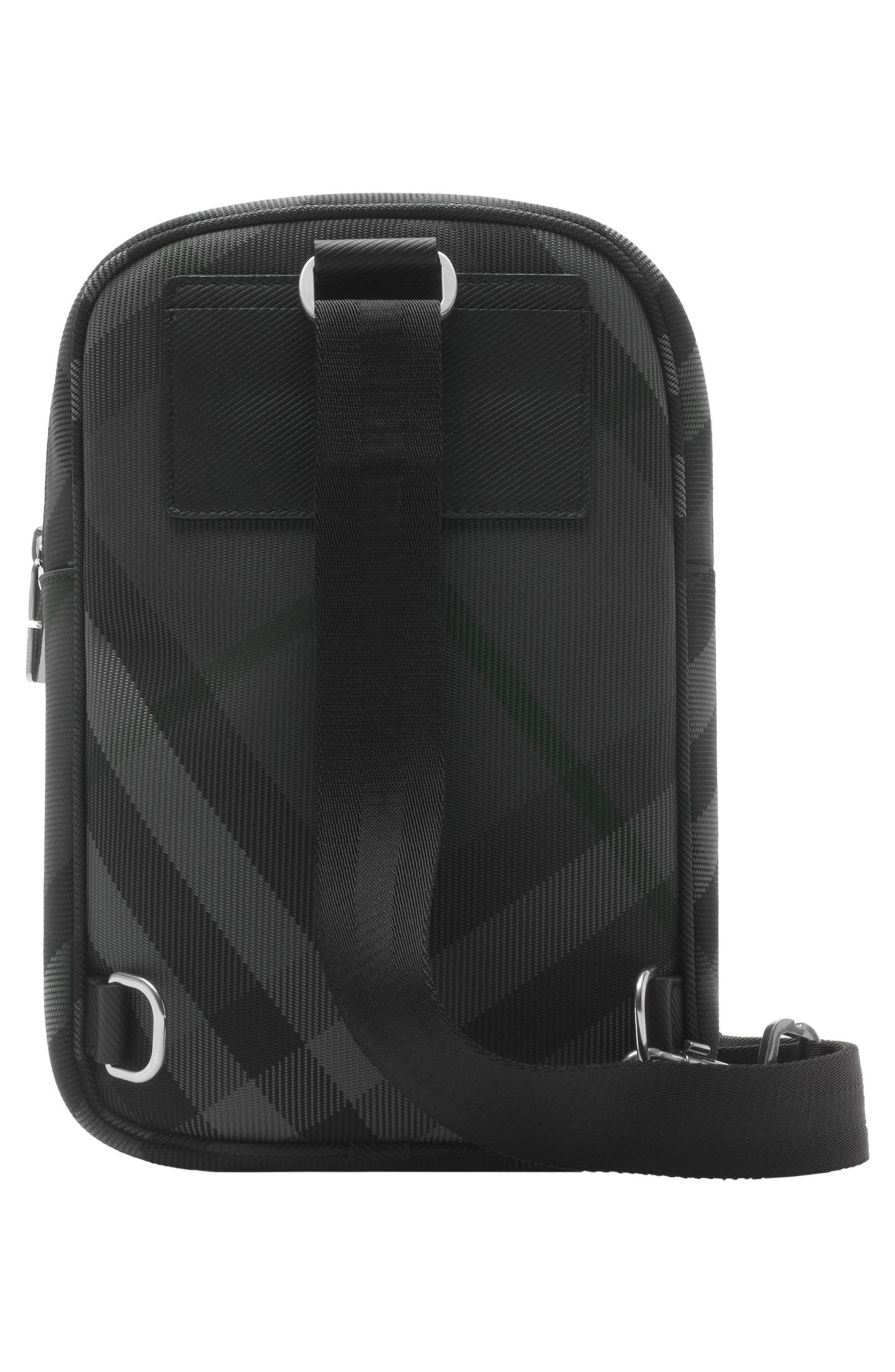 burberry Grid Check Woven Sling Bag in Charcoal at Nordstrom - 3