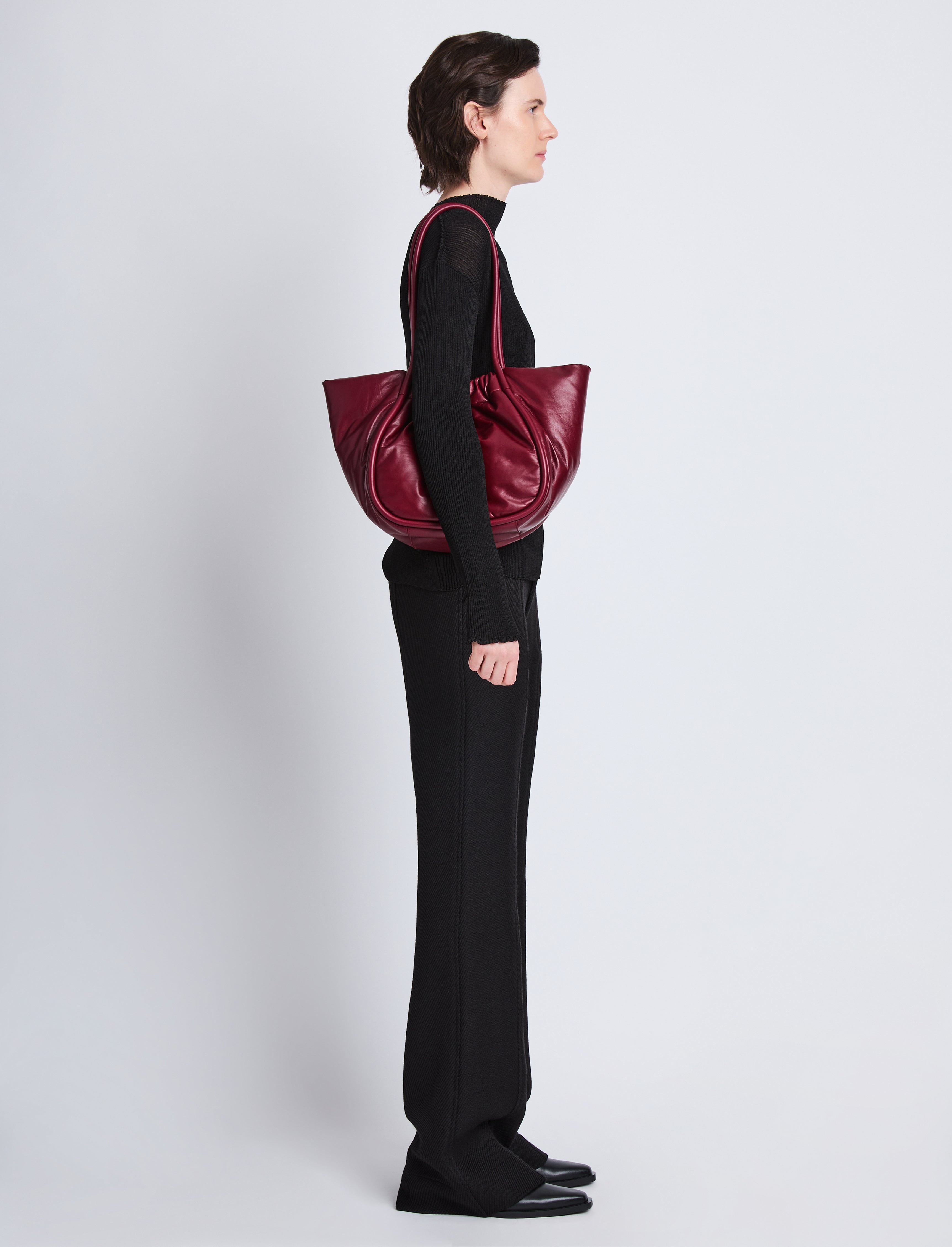 Large Ruched Tote in Puffy Nappa - 6