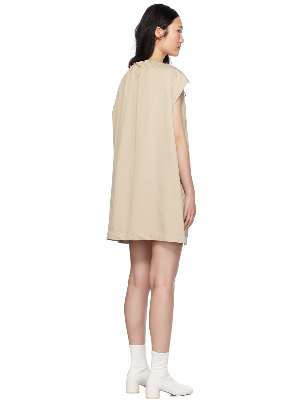 Beige Gathered Minidress - 3