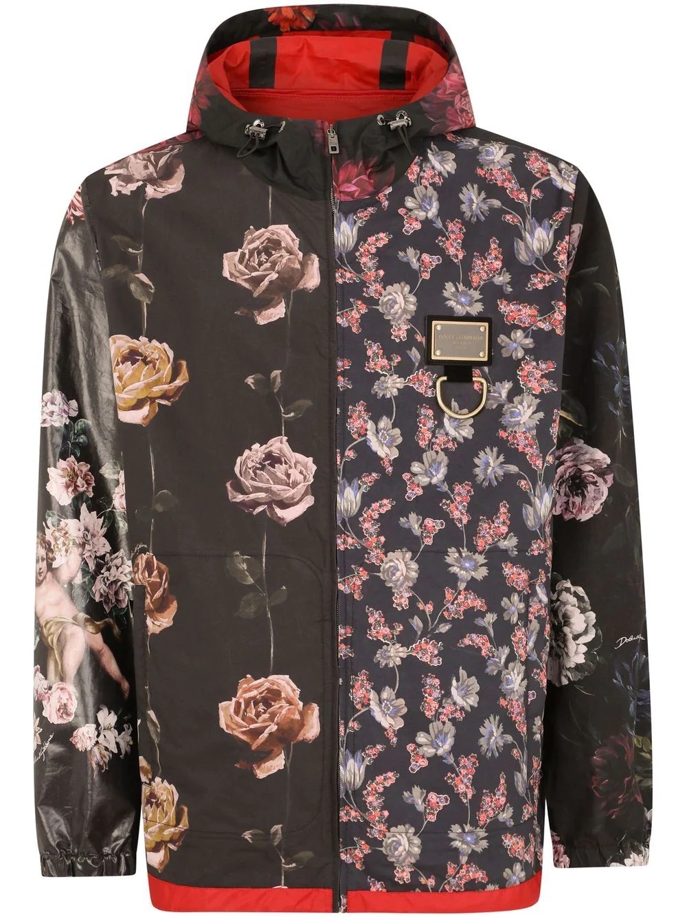 floral-print hooded jacket - 1