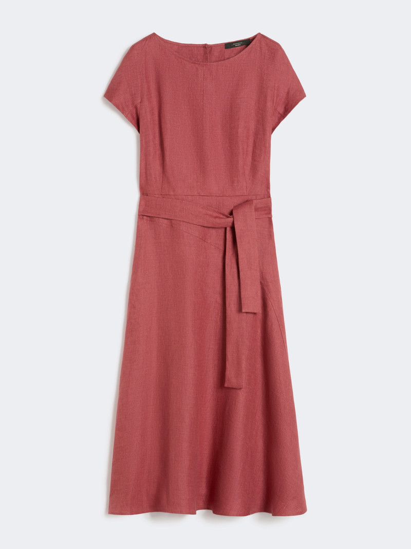 ESORDIO Linen canvas midi dress - CHERRY 6