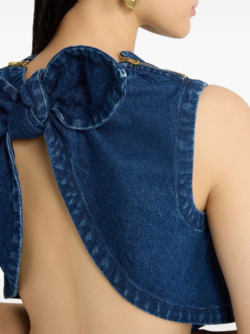 scarf denim top - 4