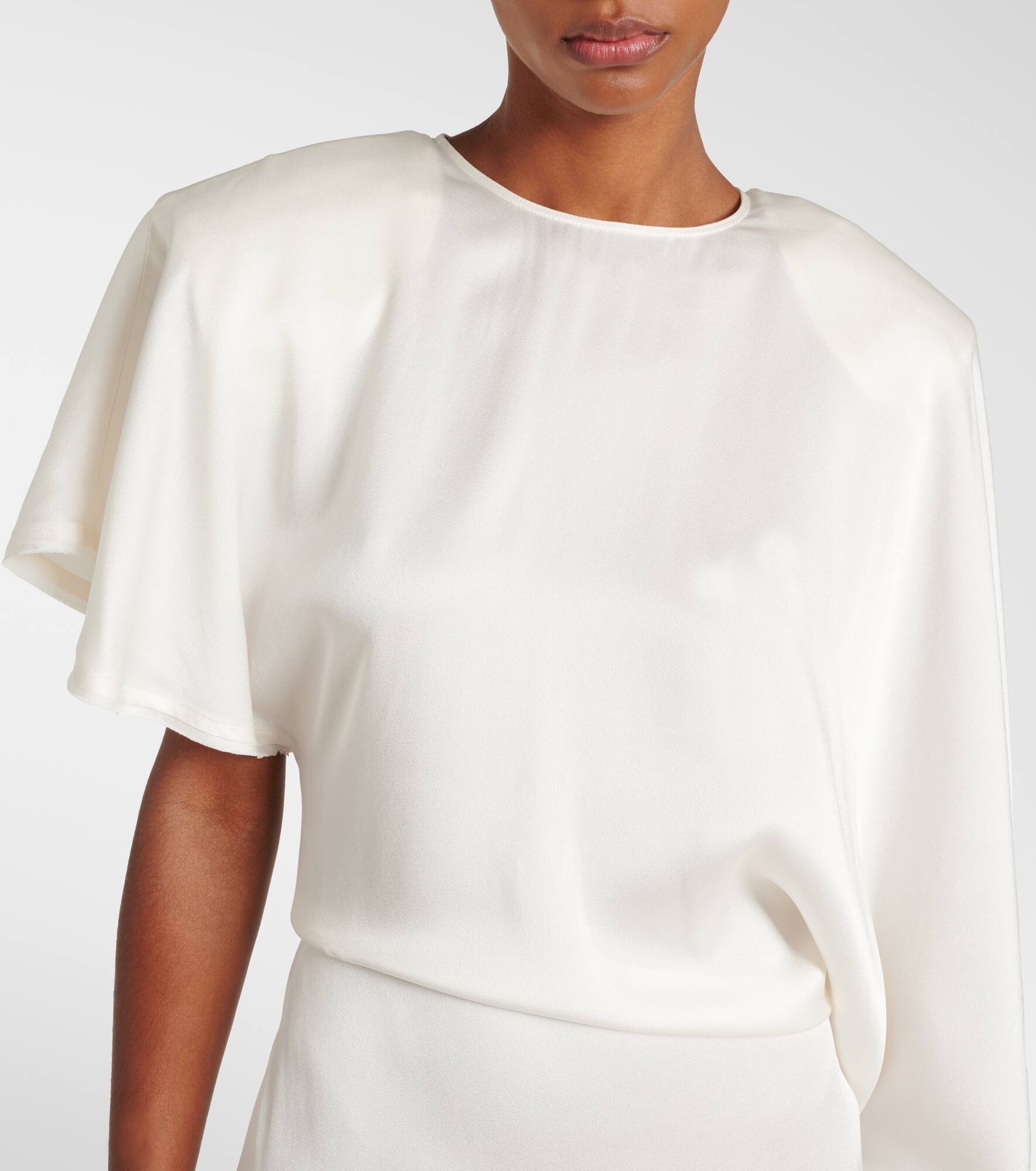 Asymmetric crêpe satin midi dress - 4