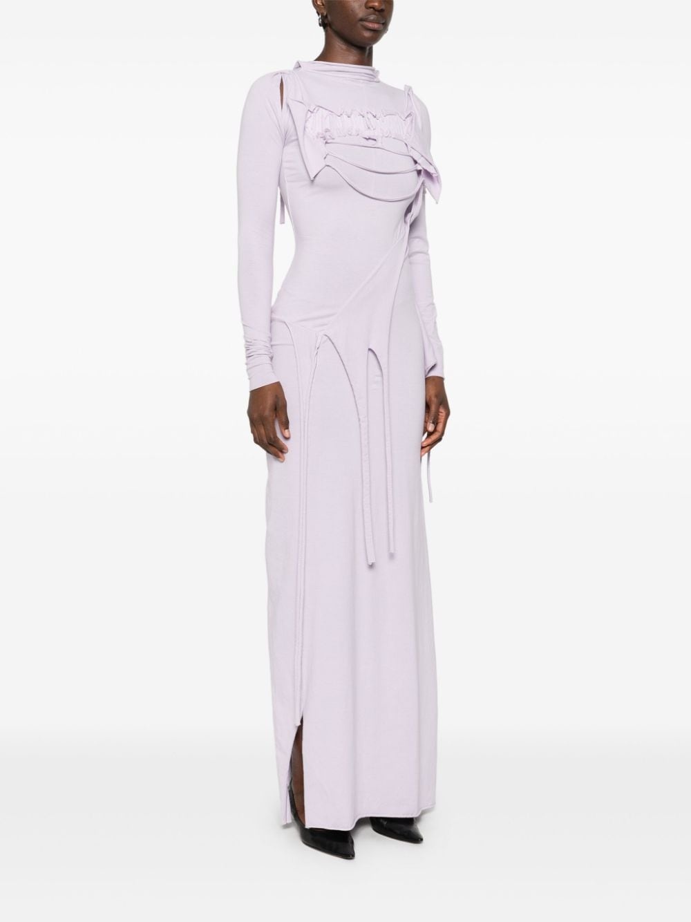distressed long-sleeve maxi dress - 3