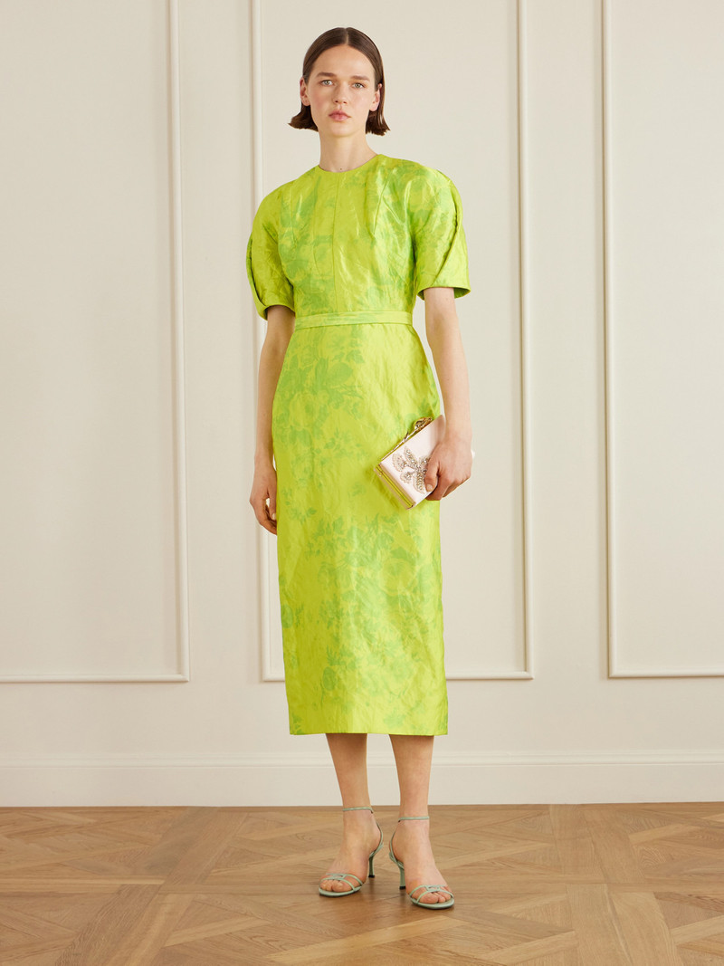 Erdem Printed Crinkled-satin Midi Dress outlook