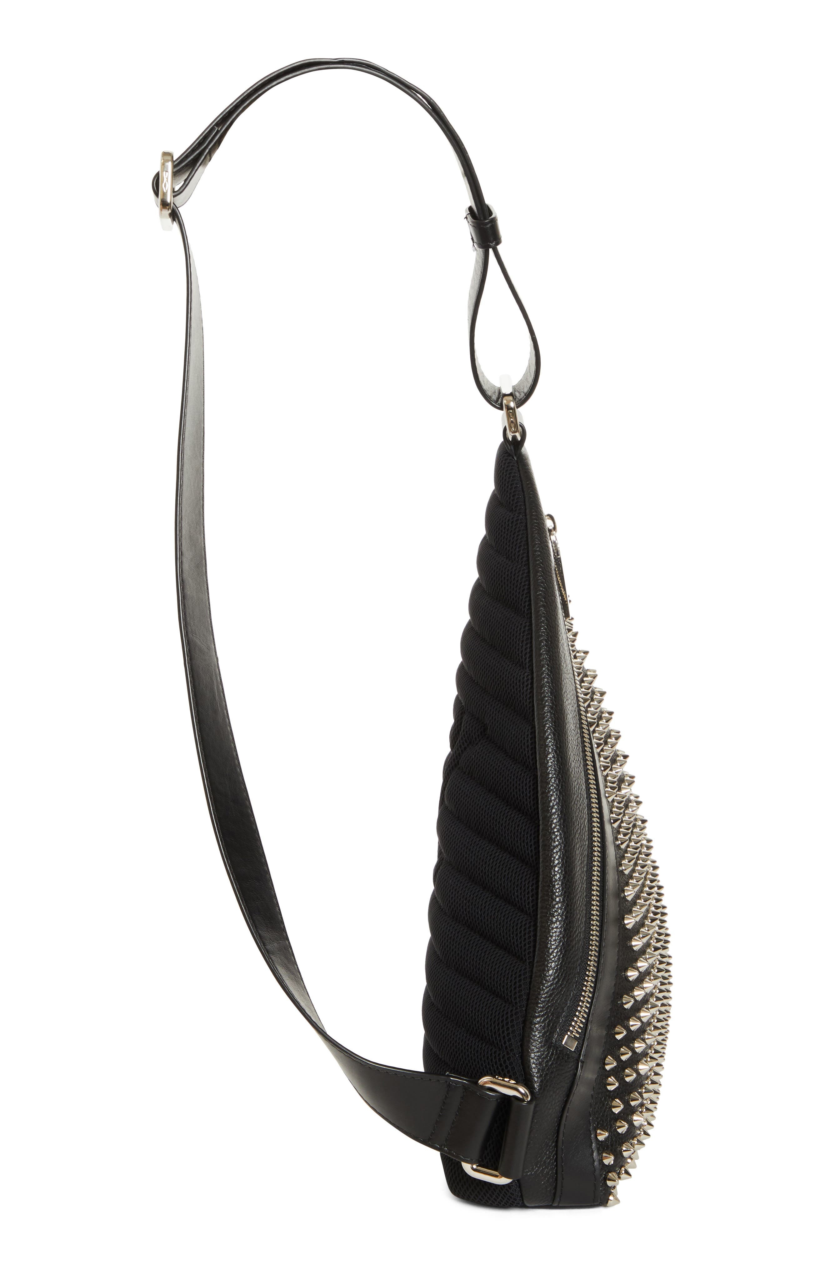 Christian Louboutin Funky Empire Spike Sling Bag in Black/Gun Metal at Nordstrom - 7
