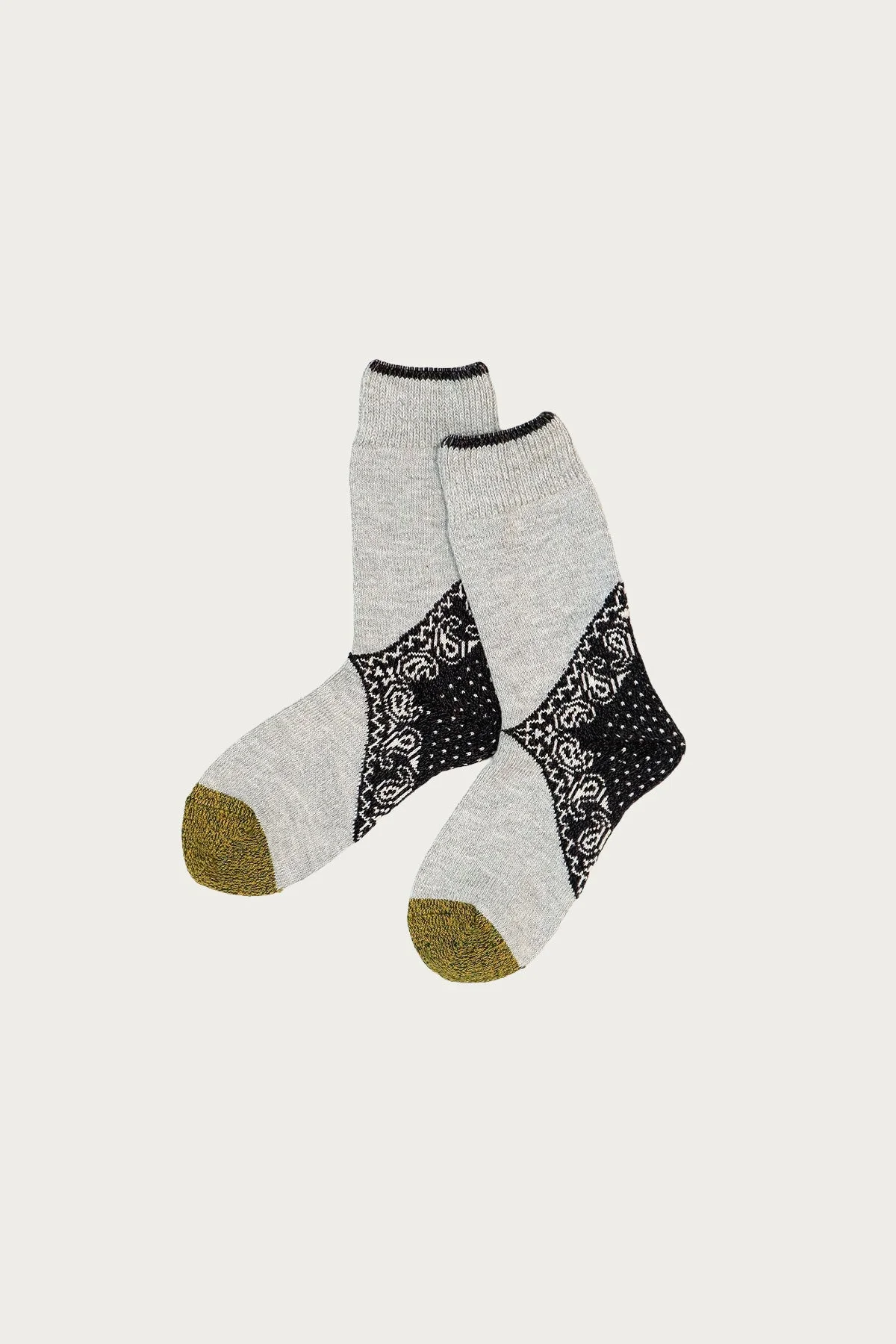 96 Yarns Paisley Bandana Heel Socks - Black - 1