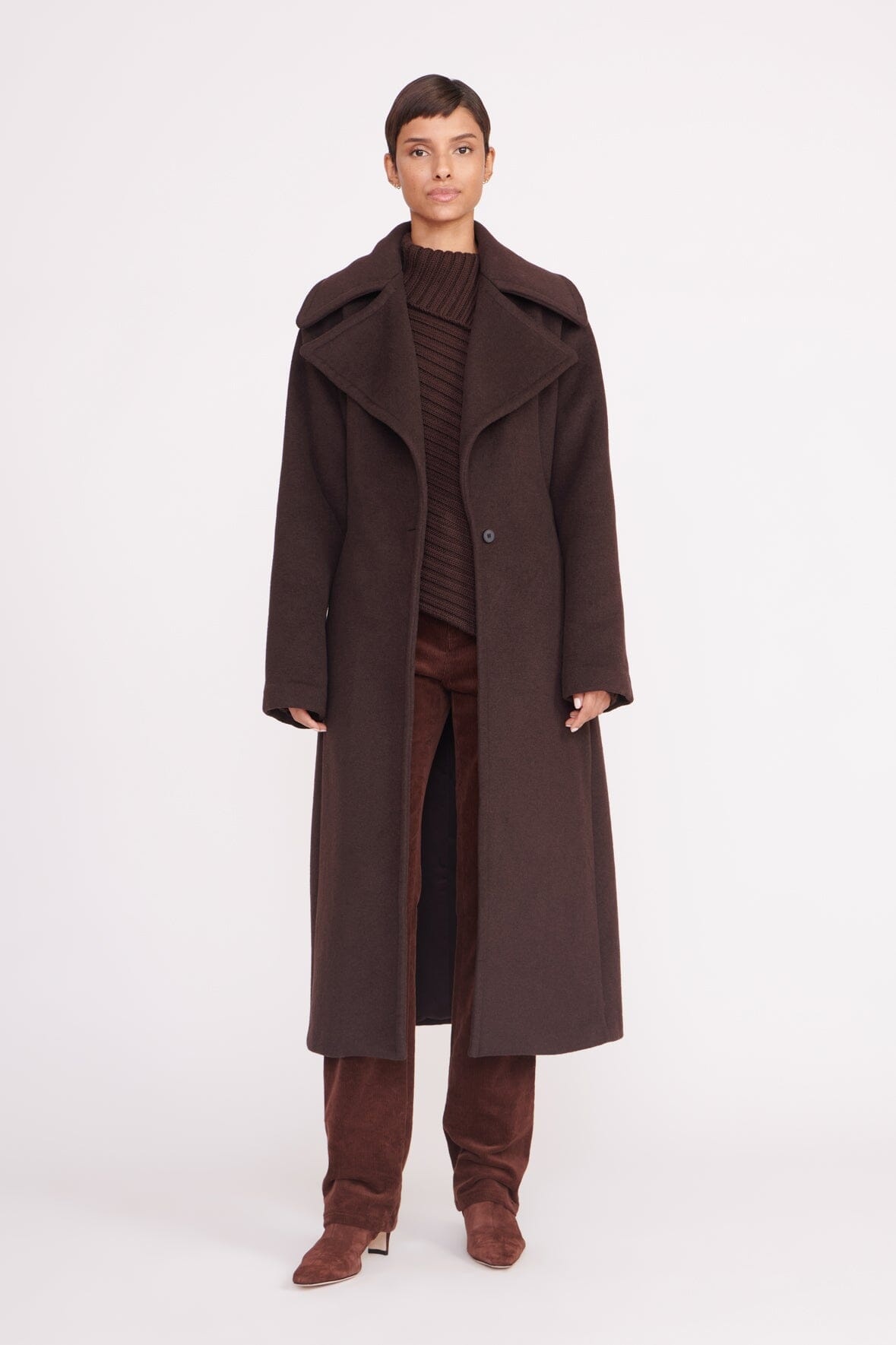 STAUD CARVER COAT DARK CHOCOLATE - 3