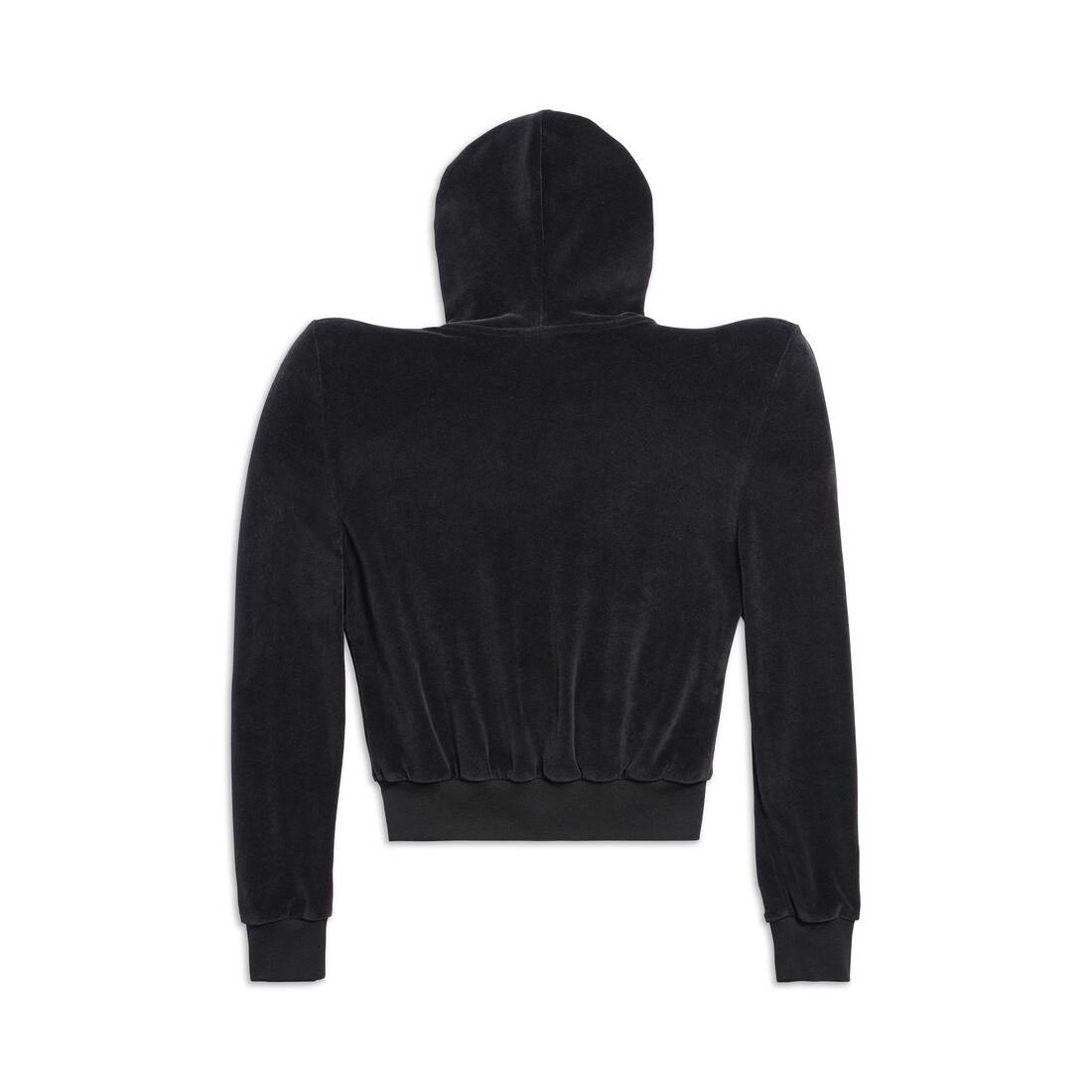 Round Shoulder Zip-up Hoodie Small Fit in Black - 2