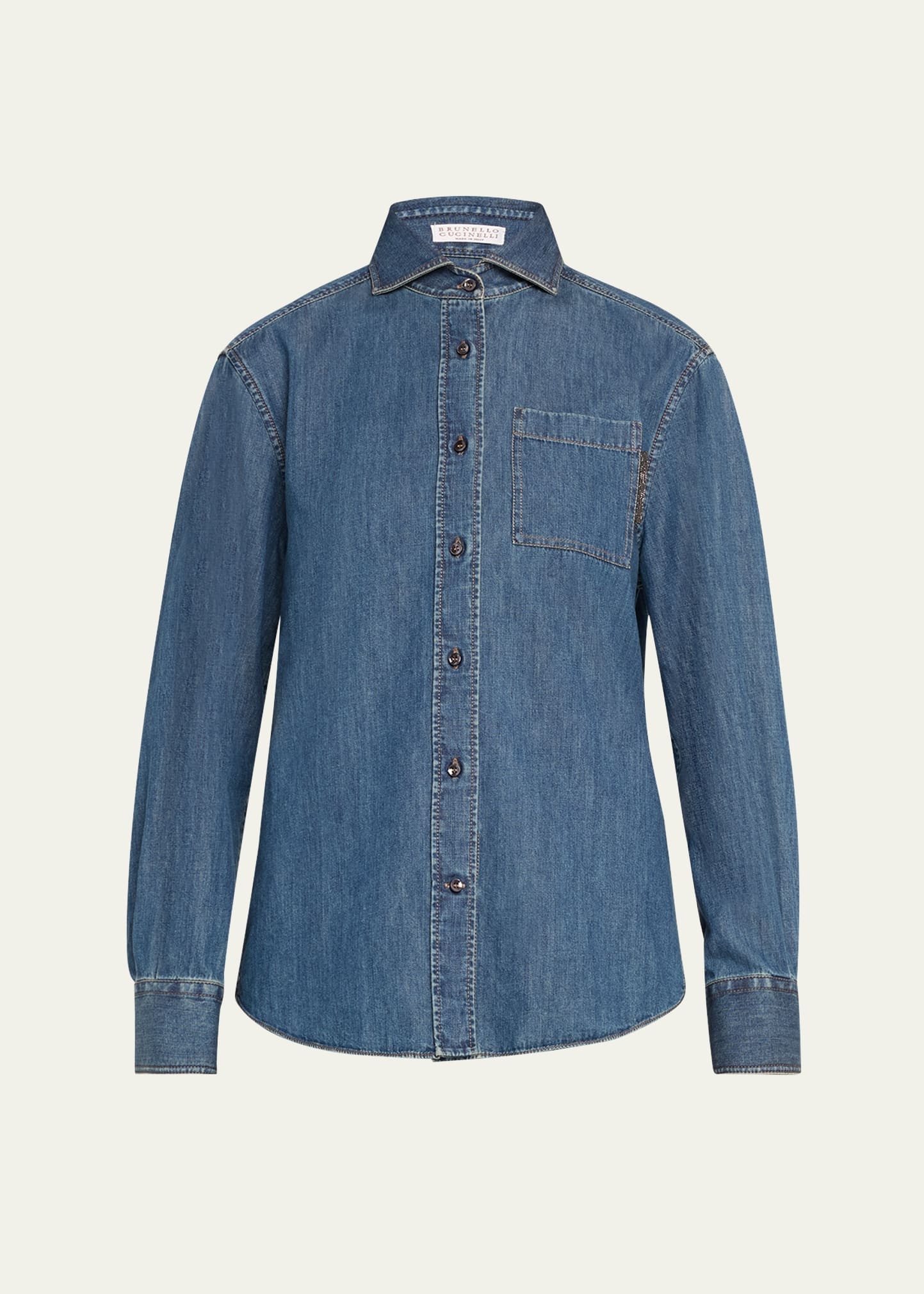 Monili Pocket Tab Denim Shirt - 1