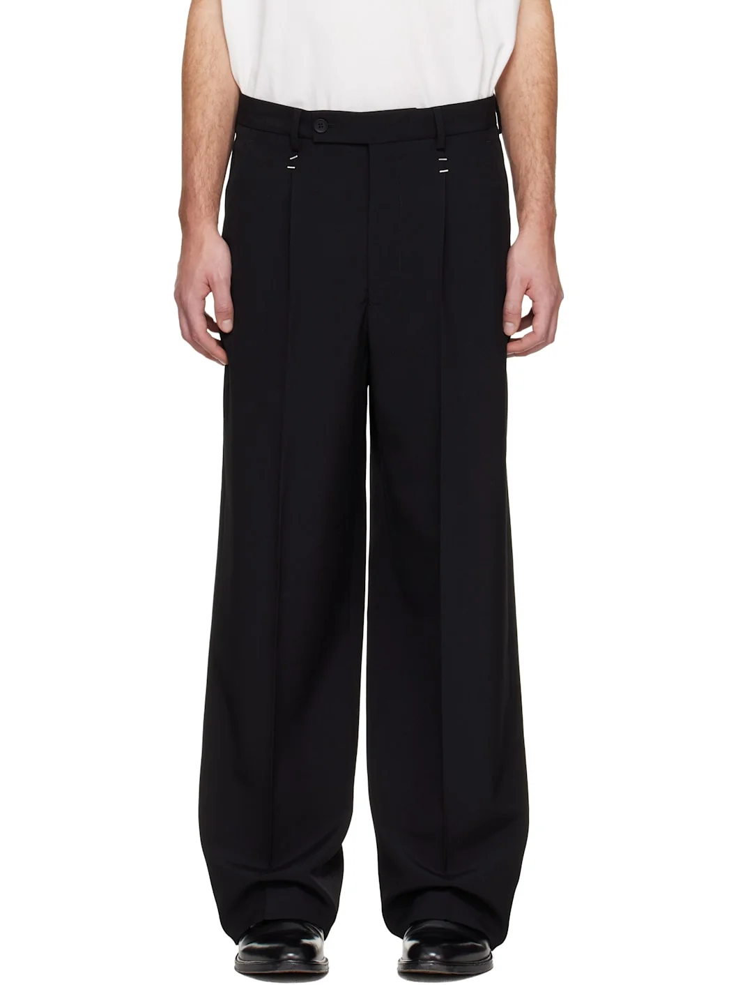 Black Stapled Trousers - 1