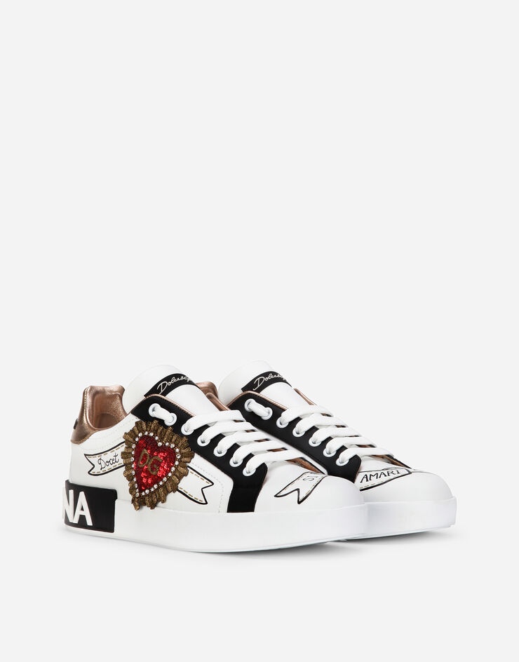 Printed calfskin nappa Portofino sneakers with embroidery - 2