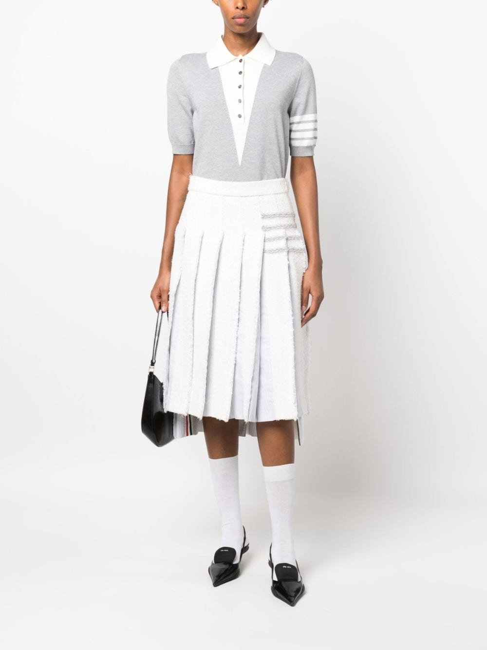 4-Bar tweed pleated skirt - 2