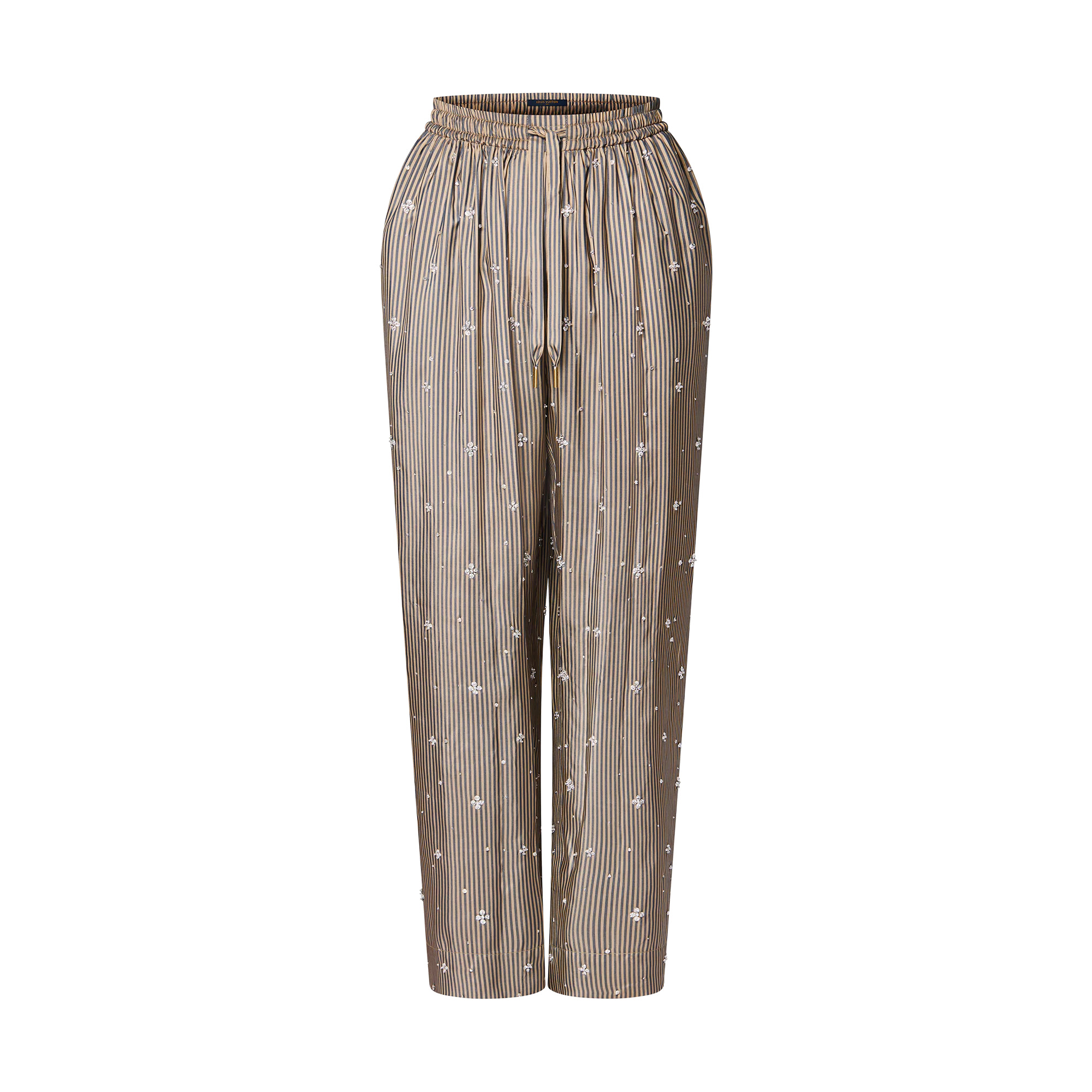Bejeweled Pinstripe Baggy Pajama Pants - 1