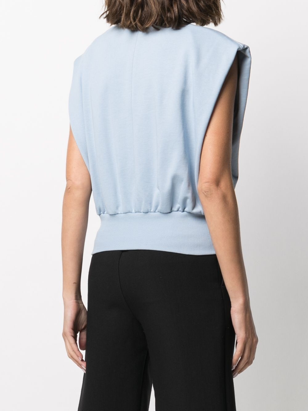 ribbed-trim sleeveless sweatshirt top - 4