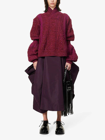 Noir Kei Ninomiya High-neck cable-knit relaxed-fit wool jumper outlook