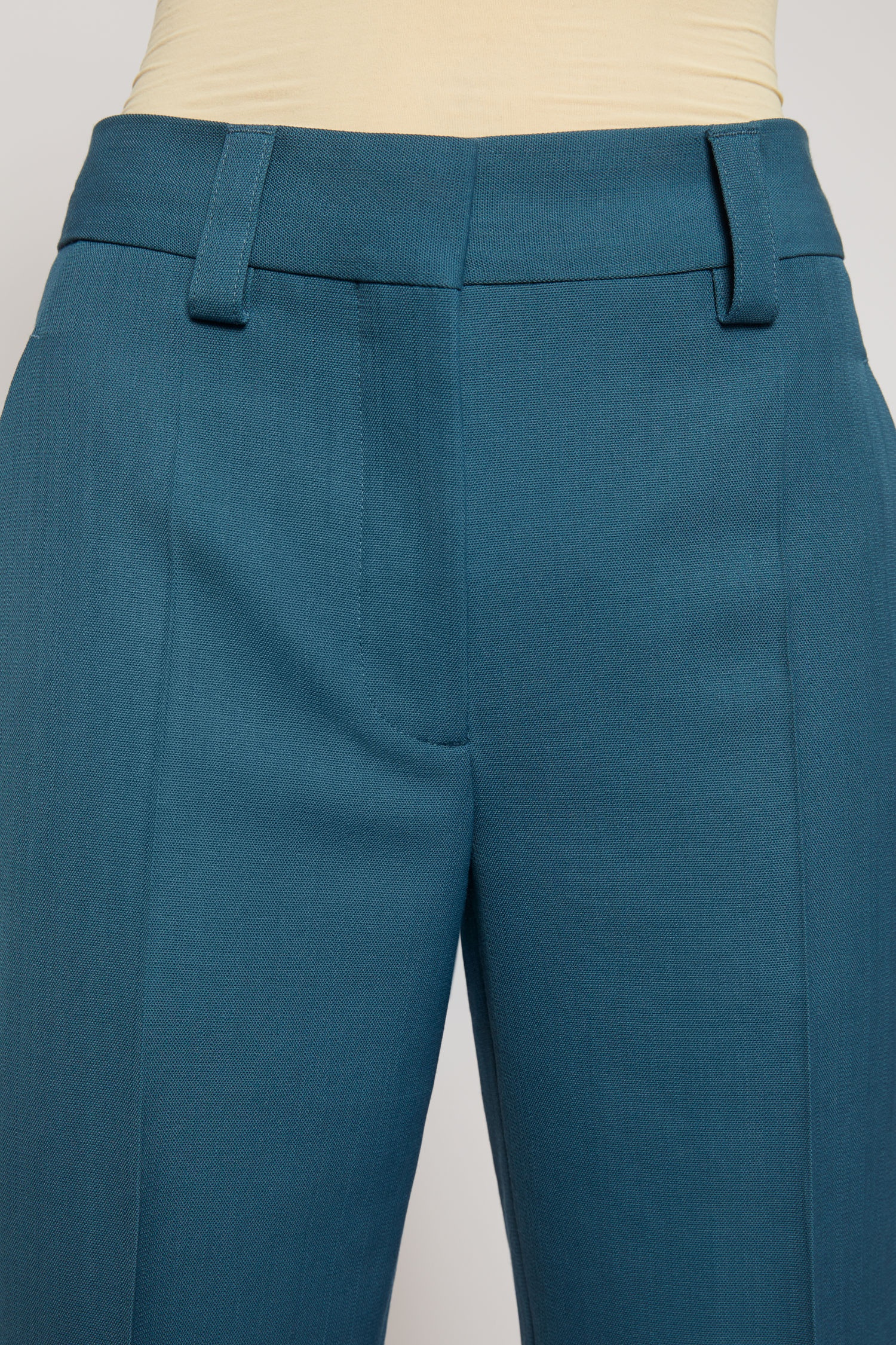 Tapered wool-blend trousers teal blue - 6