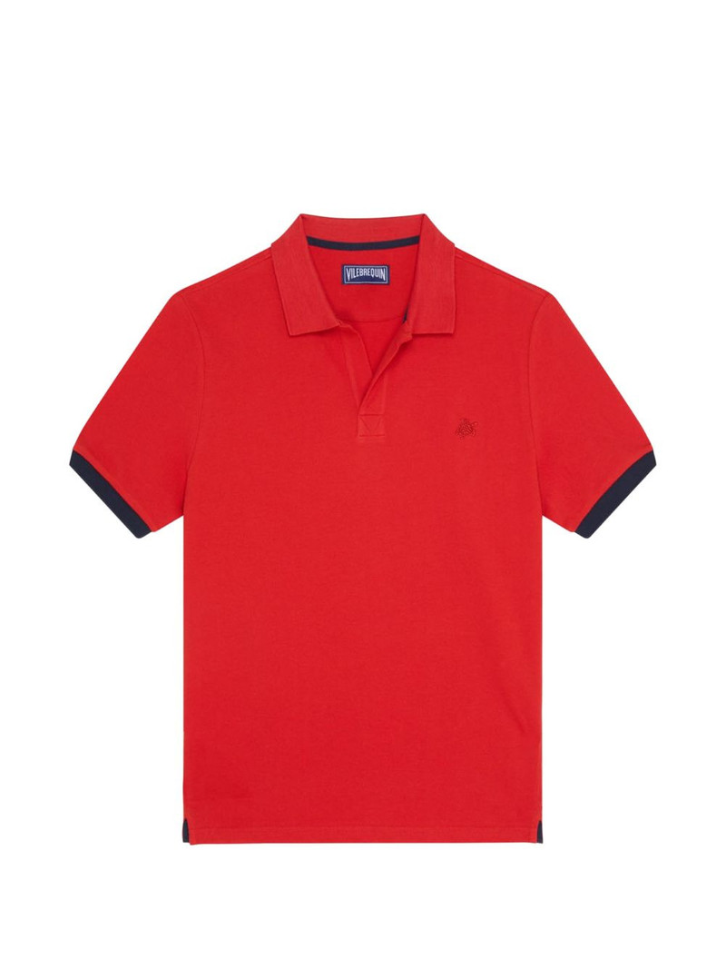 contrast-trim polo-collar T-shirt 1
