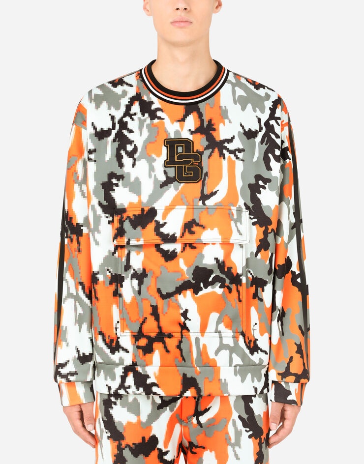 Camouflage-print jersey sweatshirt with DG patch - 1