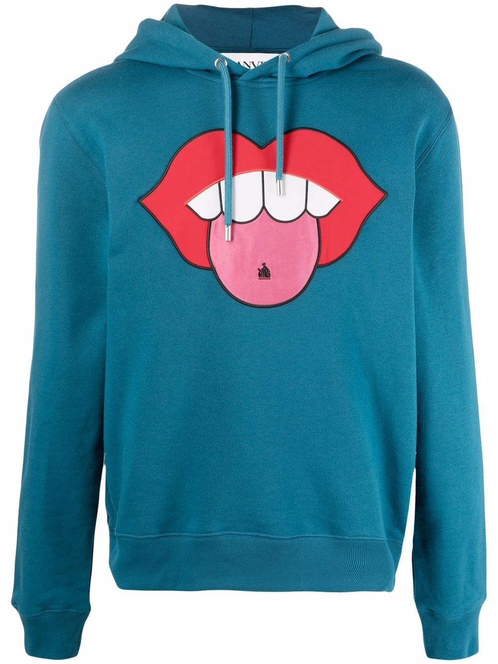 mouth patch drawstring hoodie - 1