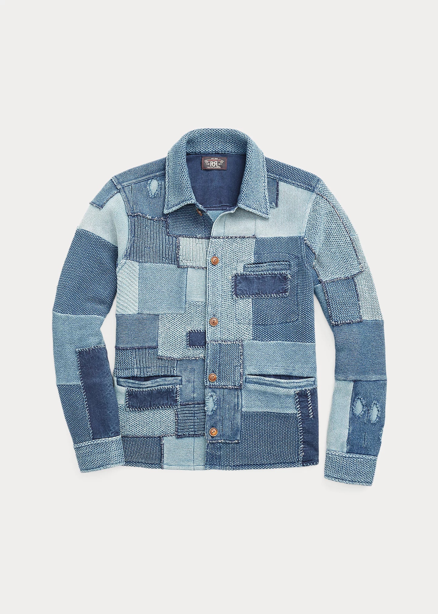 Patchwork Cotton Workshirt Sweater - 1