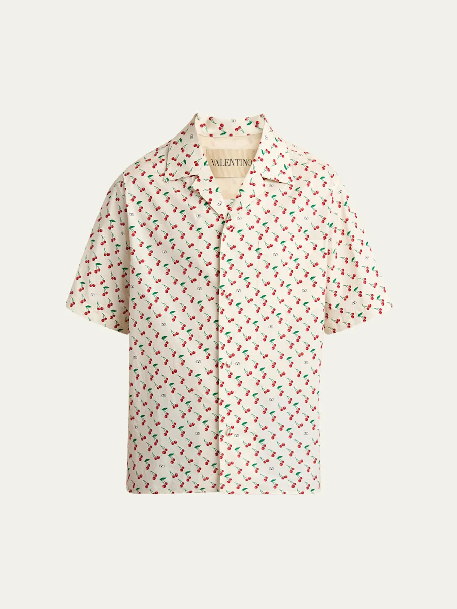 Men's Cotton Cherry VLogo Bowling Shirt - 1