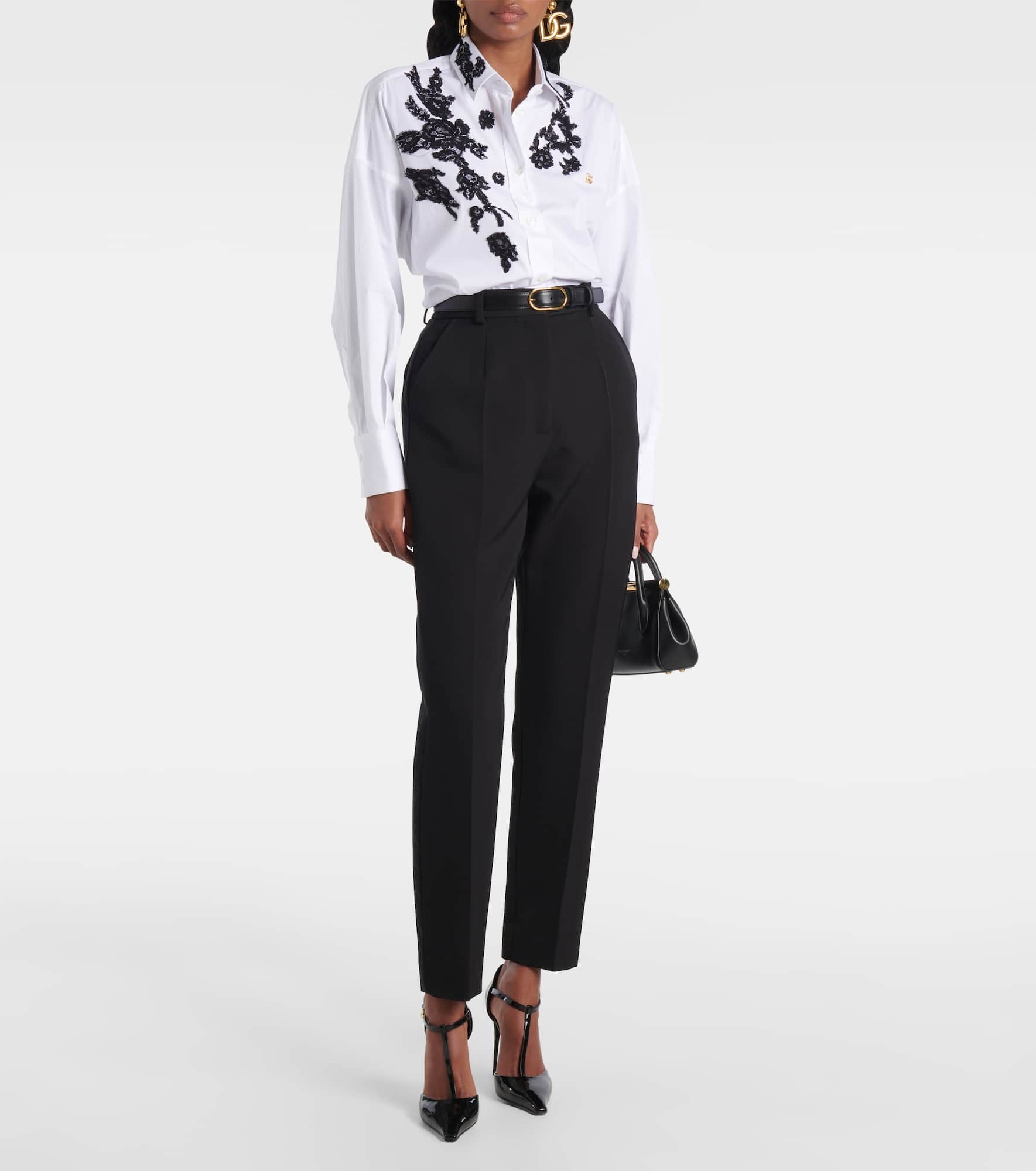 Lace-trimmed cotton shirt - 2