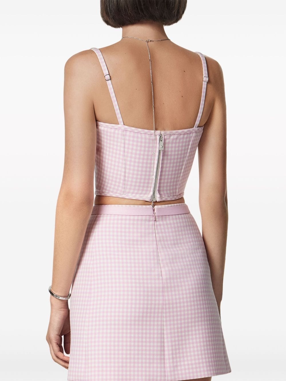 gingham-print corset top - 4