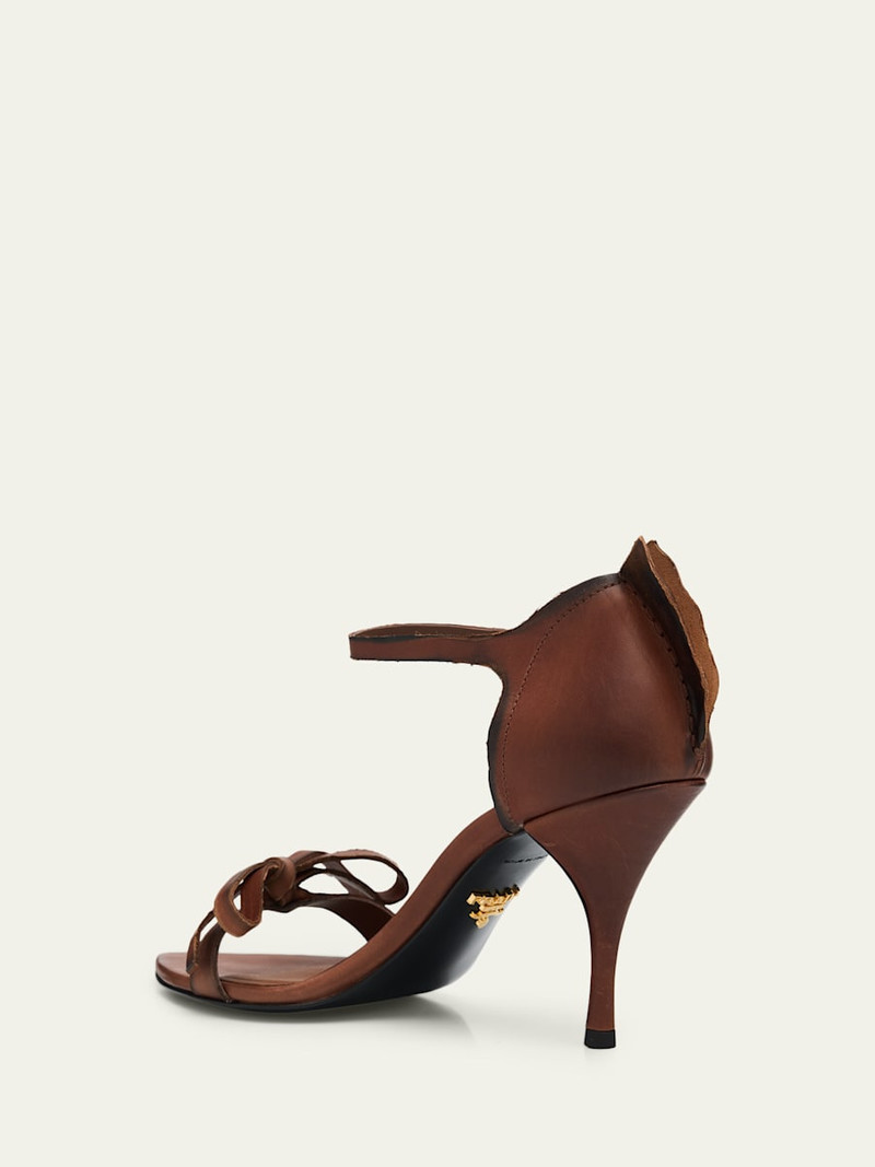 Prada 85mm Distressed Leather Bow Sandals outlook