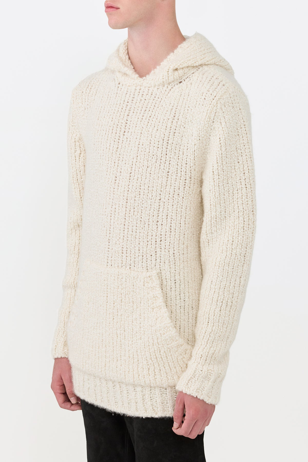 Aditi Knit Hoodie in Ivory Cashmere Boucle - 4
