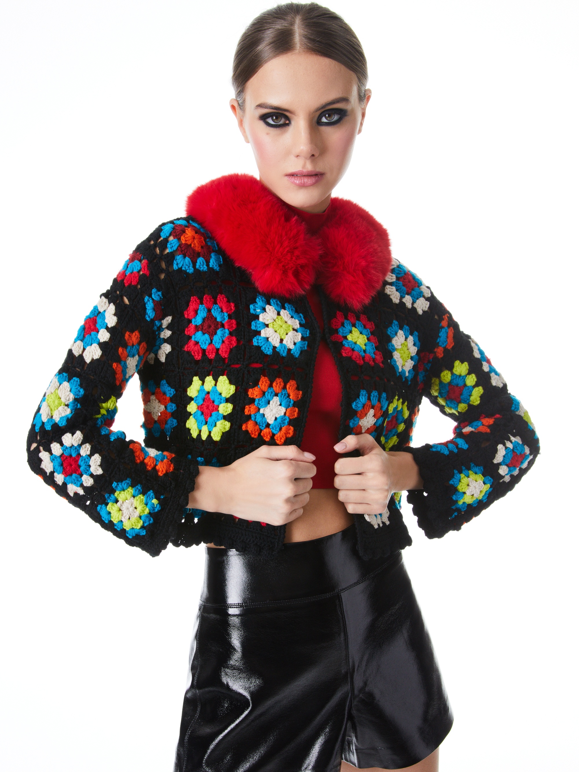 ANDERSON CROPPED FAUX FUR COLLARED CARDIGAN - 2