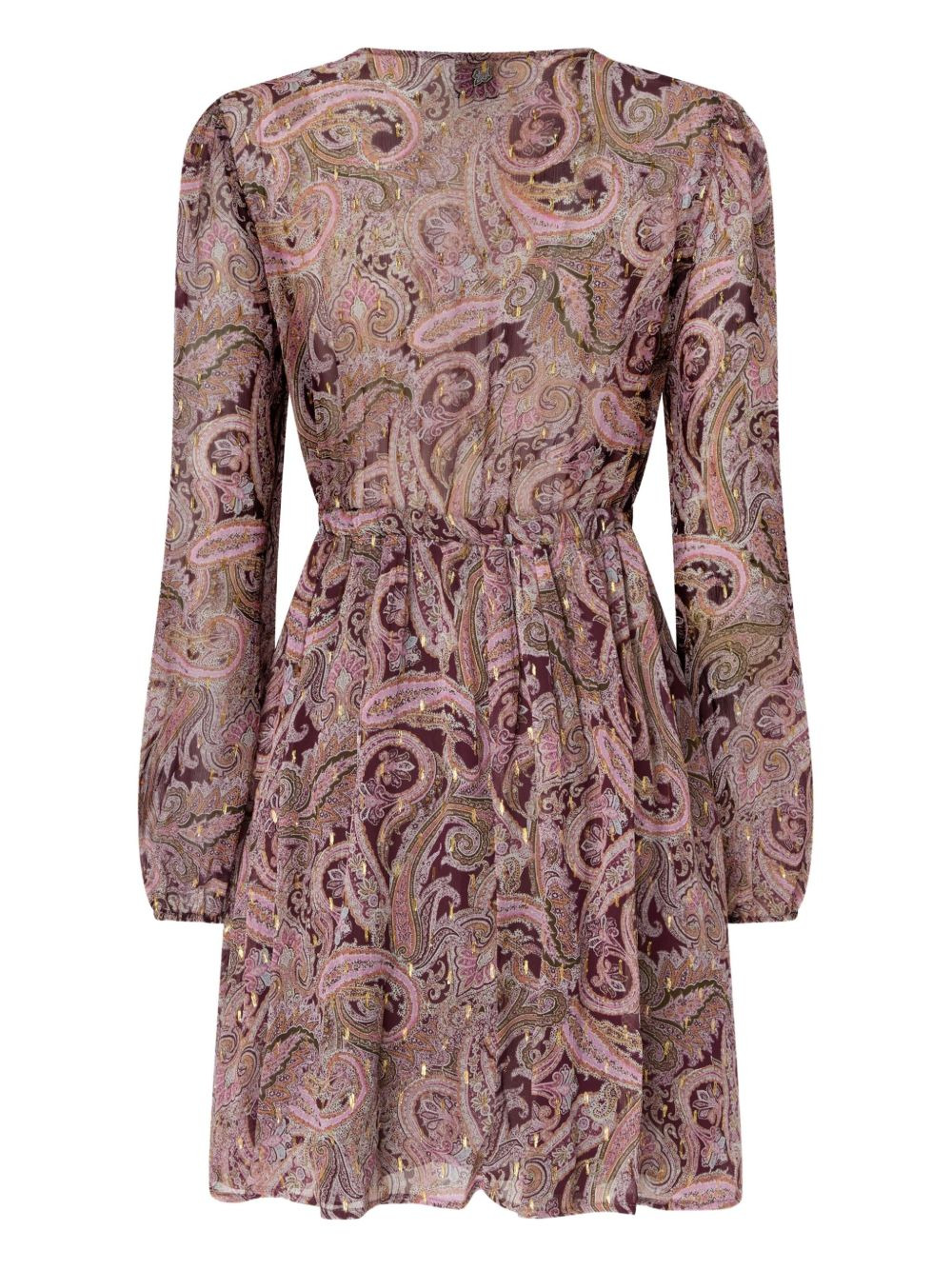 paisley-print tie-neck mini dress - 2