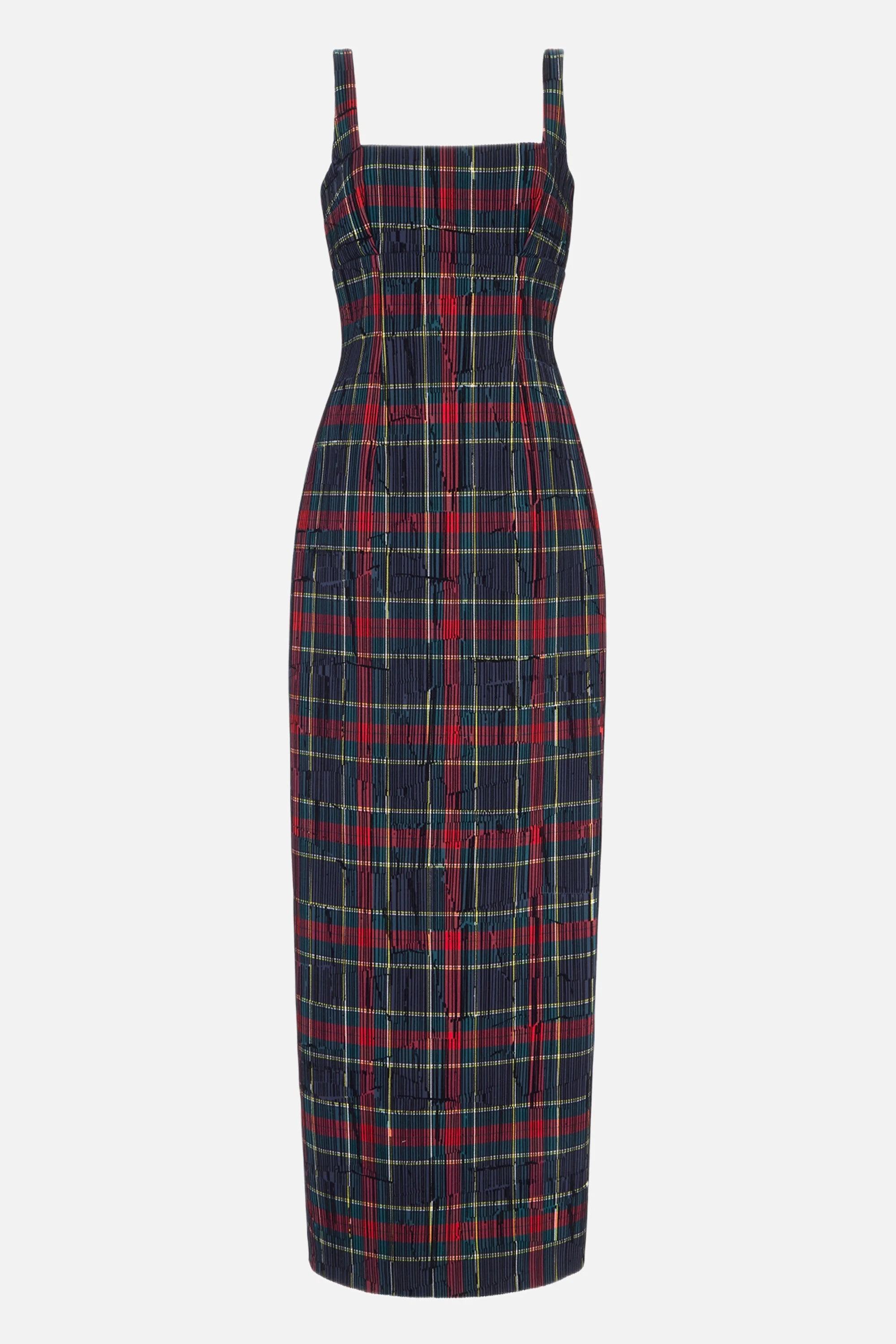 Micheline Dress in Red & Green Flocked Check - 1