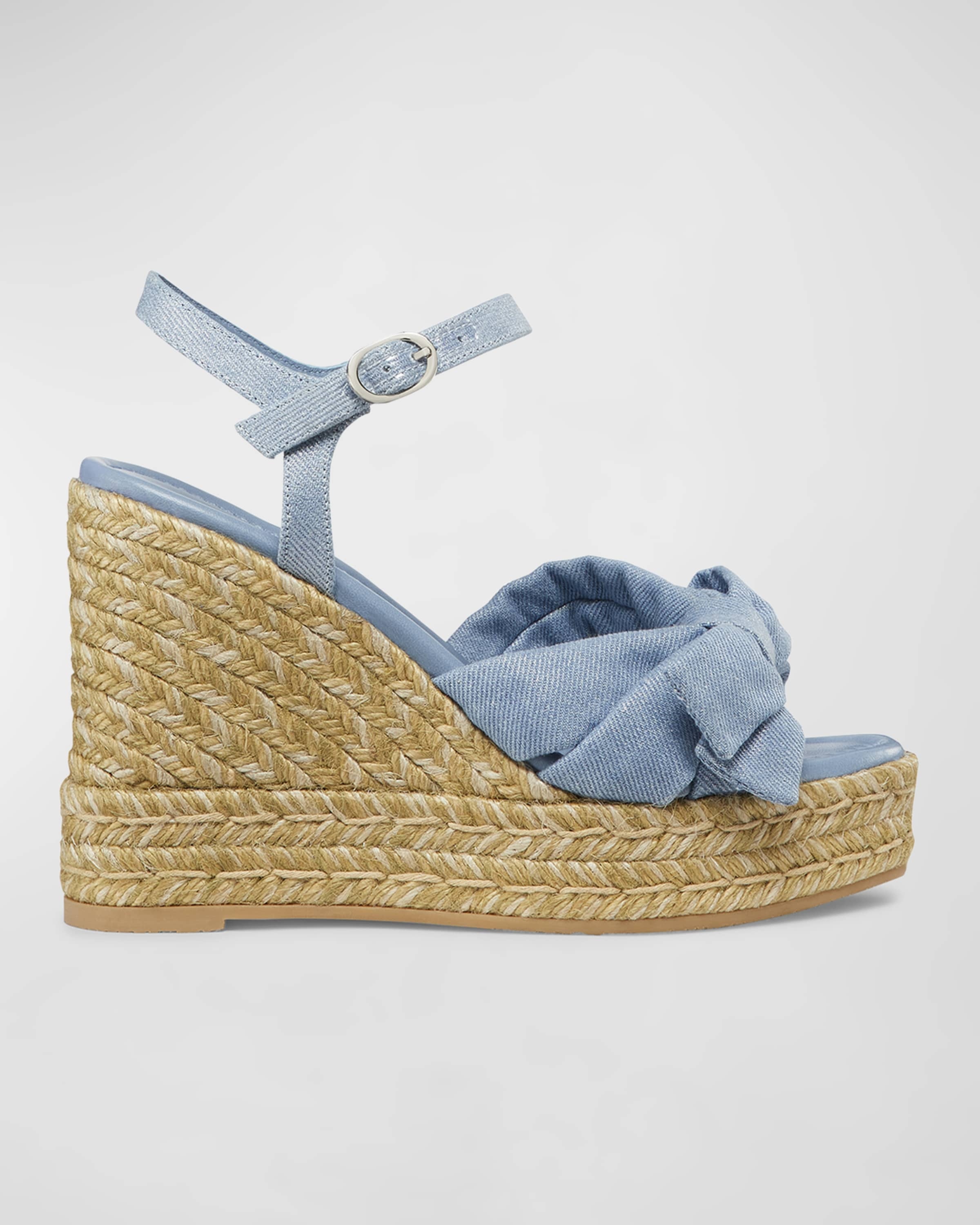 Sofia Denim Bow Wedge Espadrille Sandals - 1