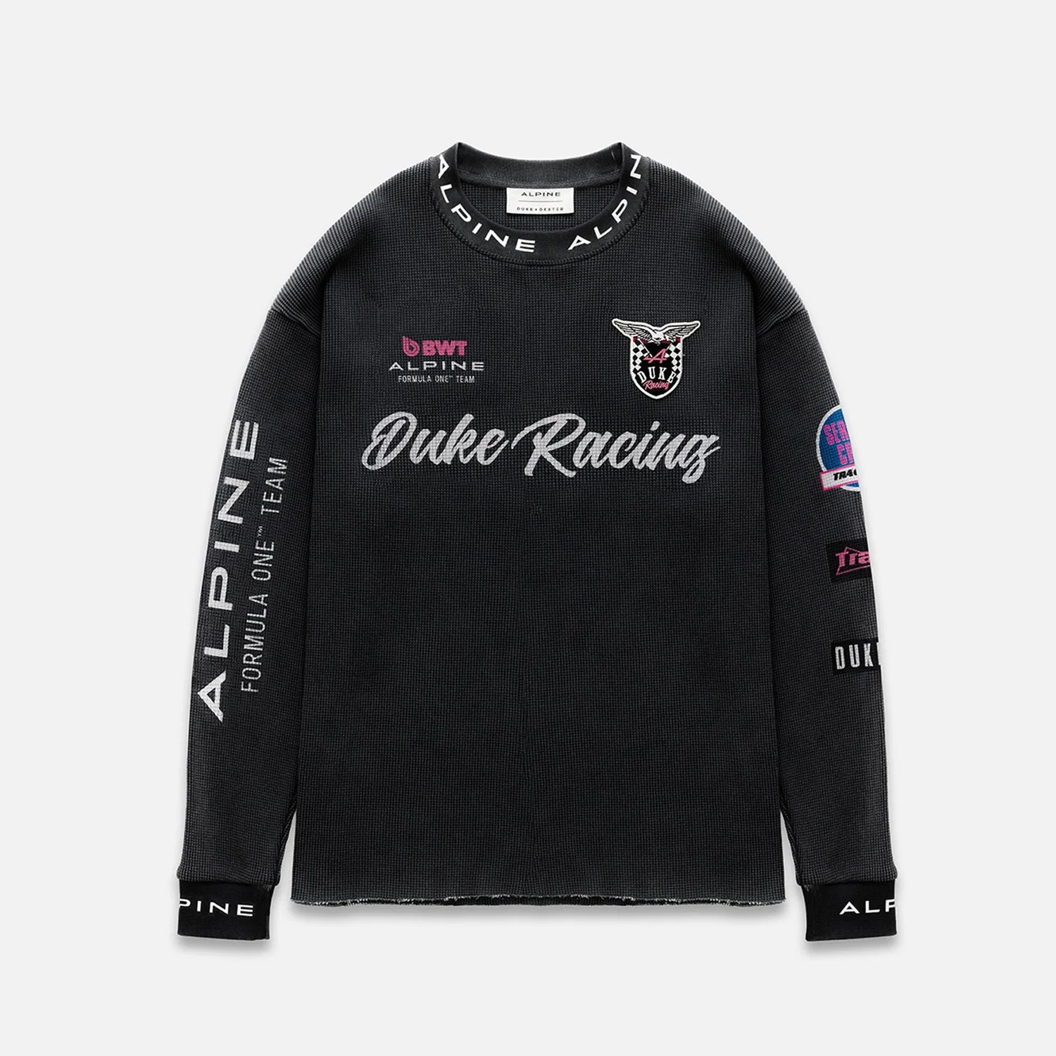 Alpine Formula One Team Washed Black Waffle Top - 1